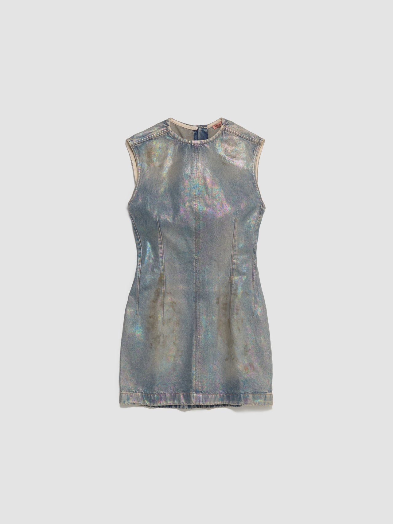 Coated Denim Dress in Mid Blue