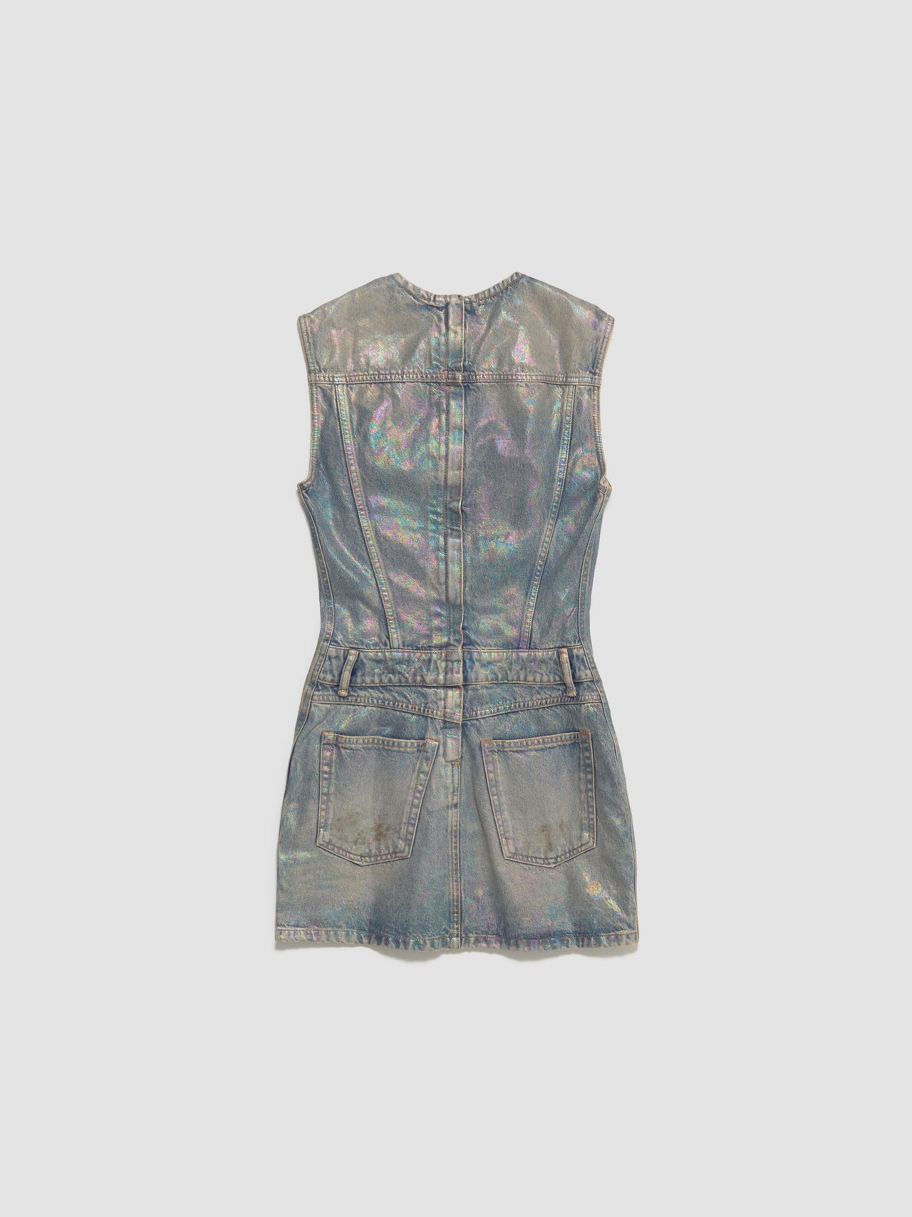 Coated Denim Dress in Mid Blue