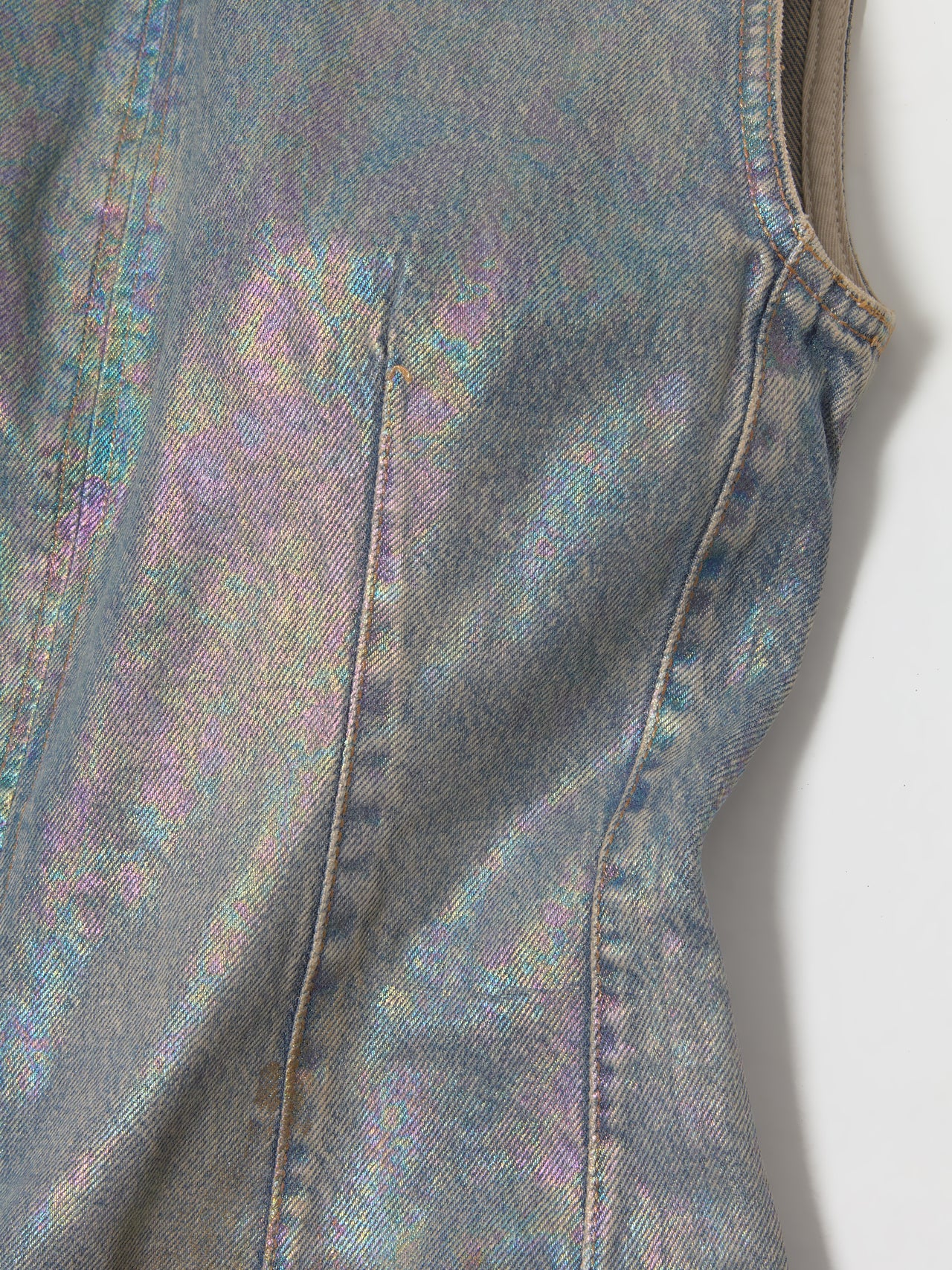 Coated Denim Dress in Mid Blue