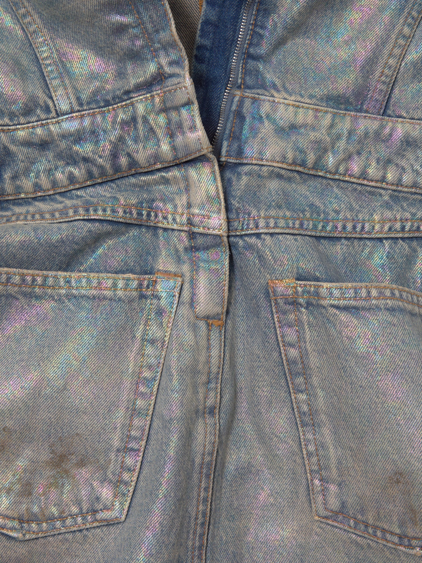 Coated Denim Dress in Mid Blue