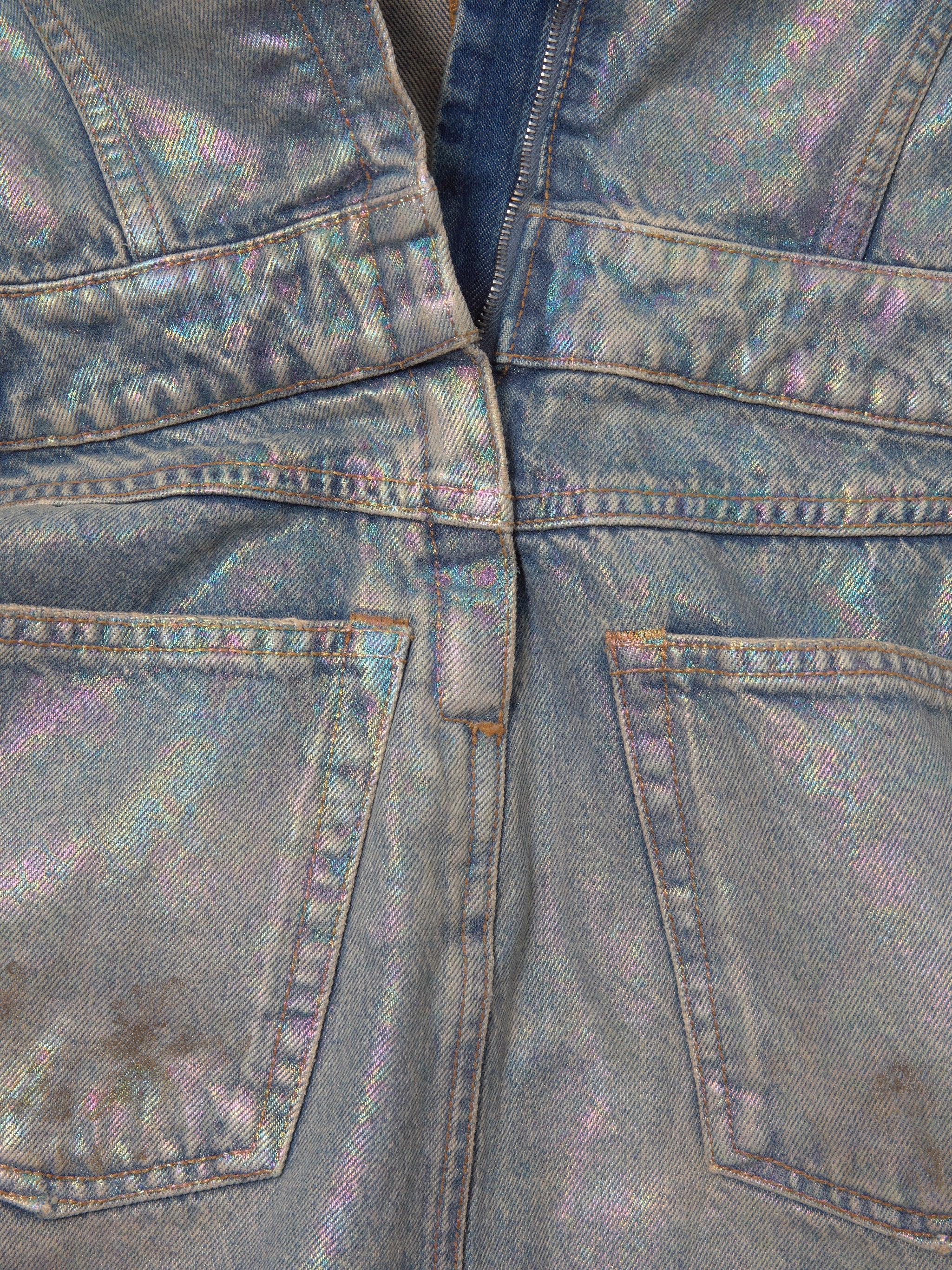 Coated Denim Dress in Mid Blue