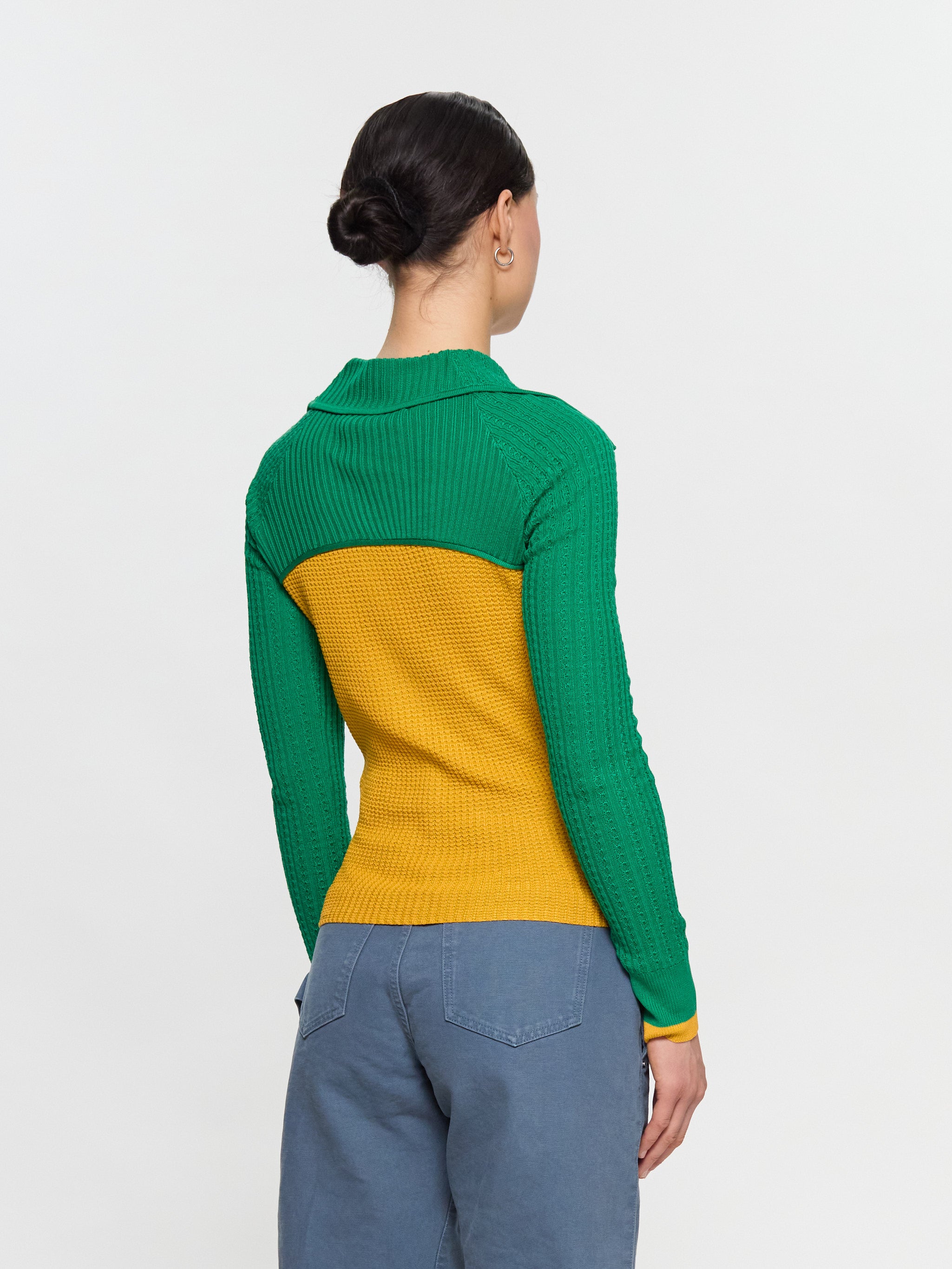 Rover Knit Cardigan in Sunflower Yellow & Green