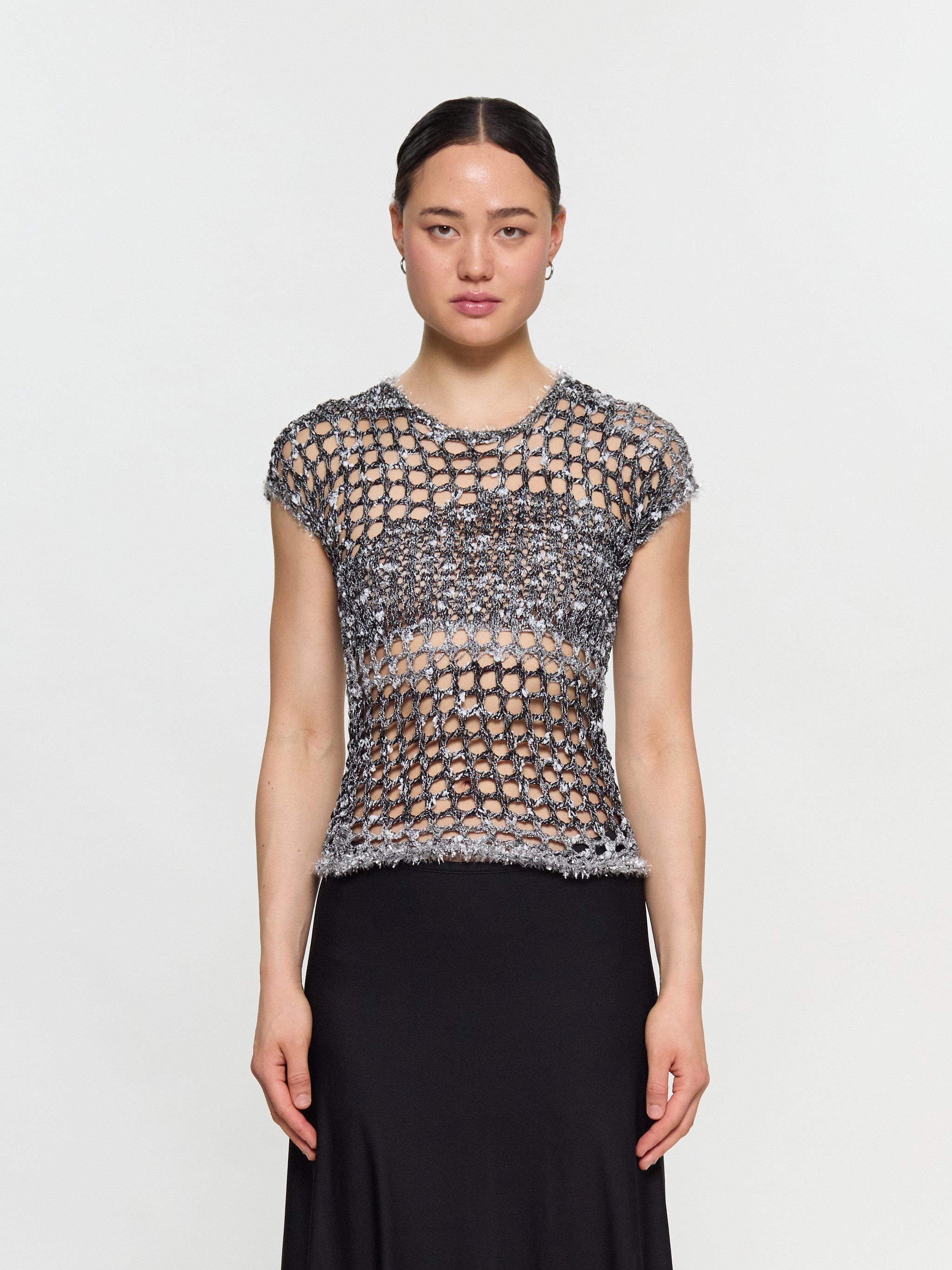 Crochet T-Shirt in Black