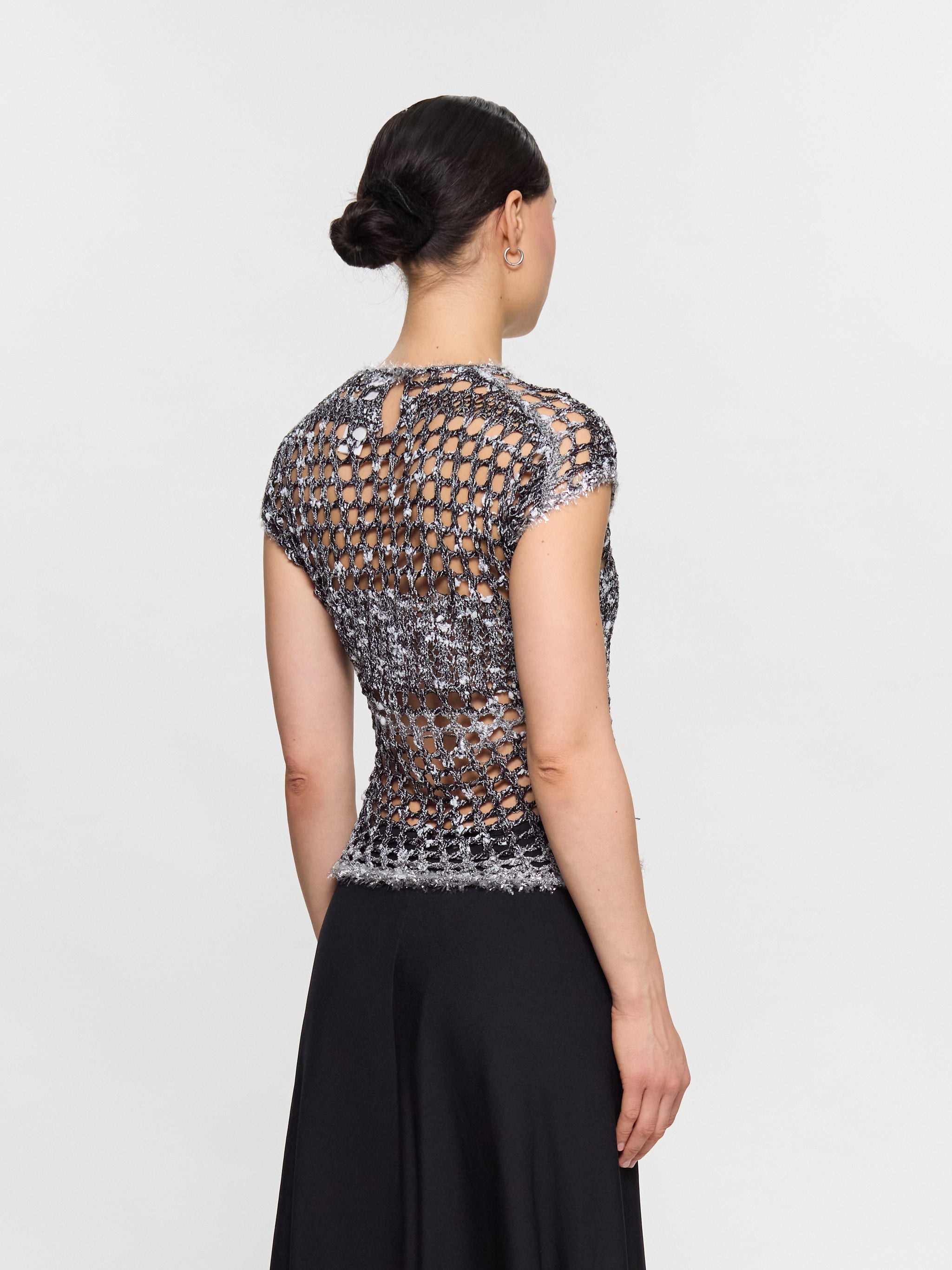 Crochet T-Shirt in Black