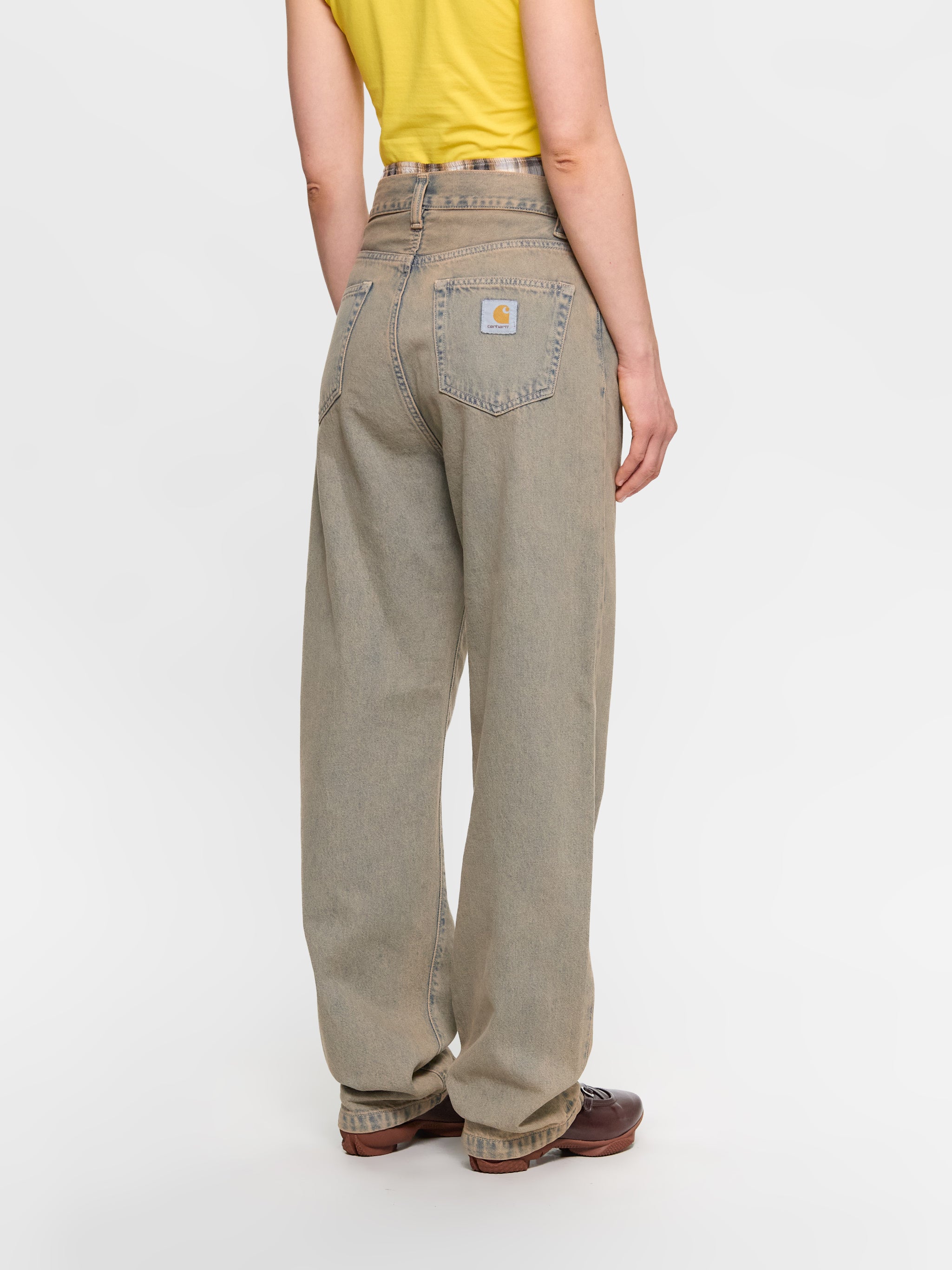 Landon Pants in Blue & Leather