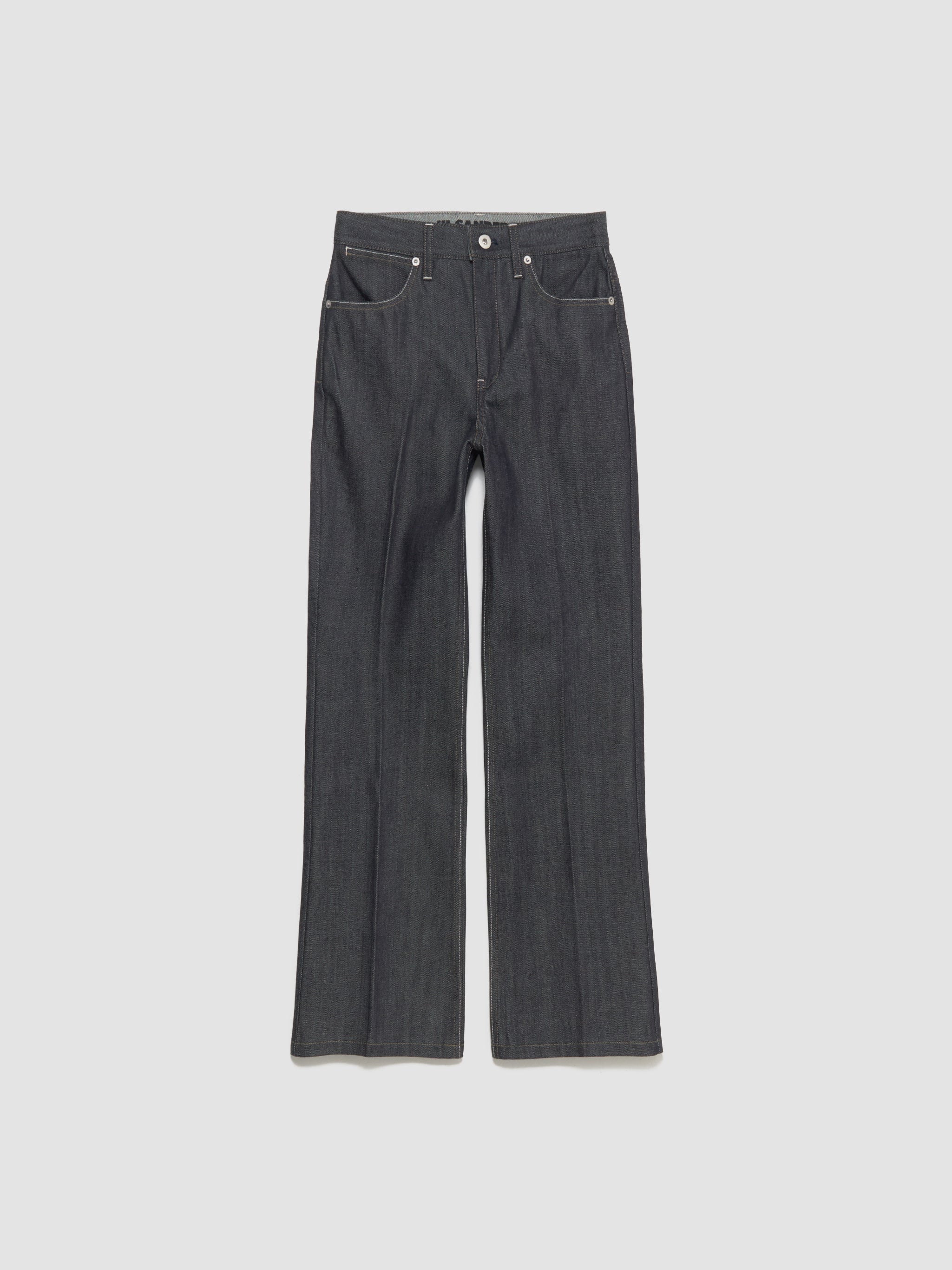 Flared Denim Trousers in Deft Blue