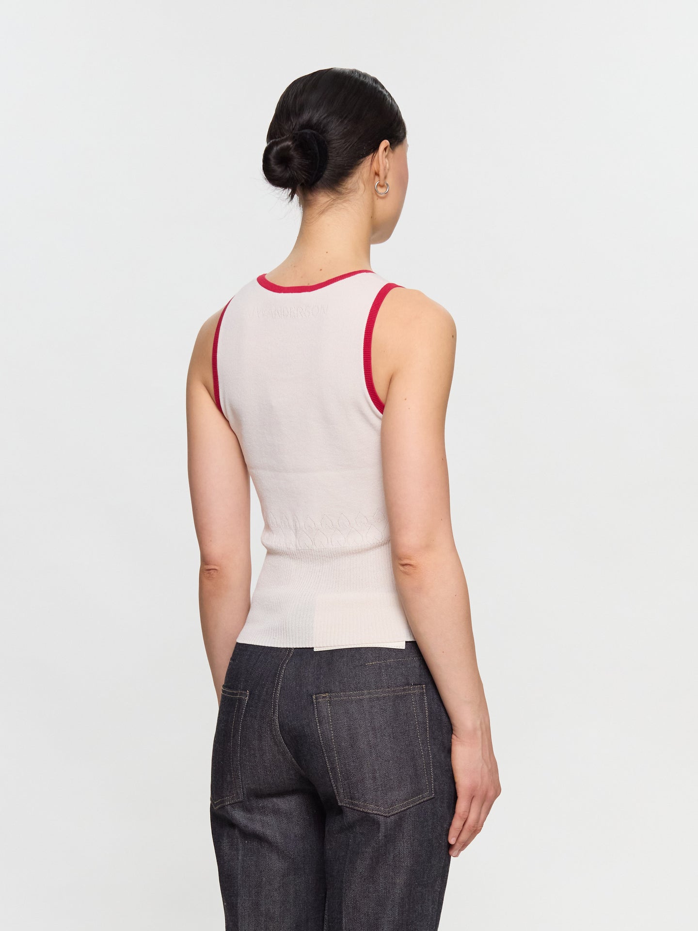 Contrast Trim Vest in Ecru