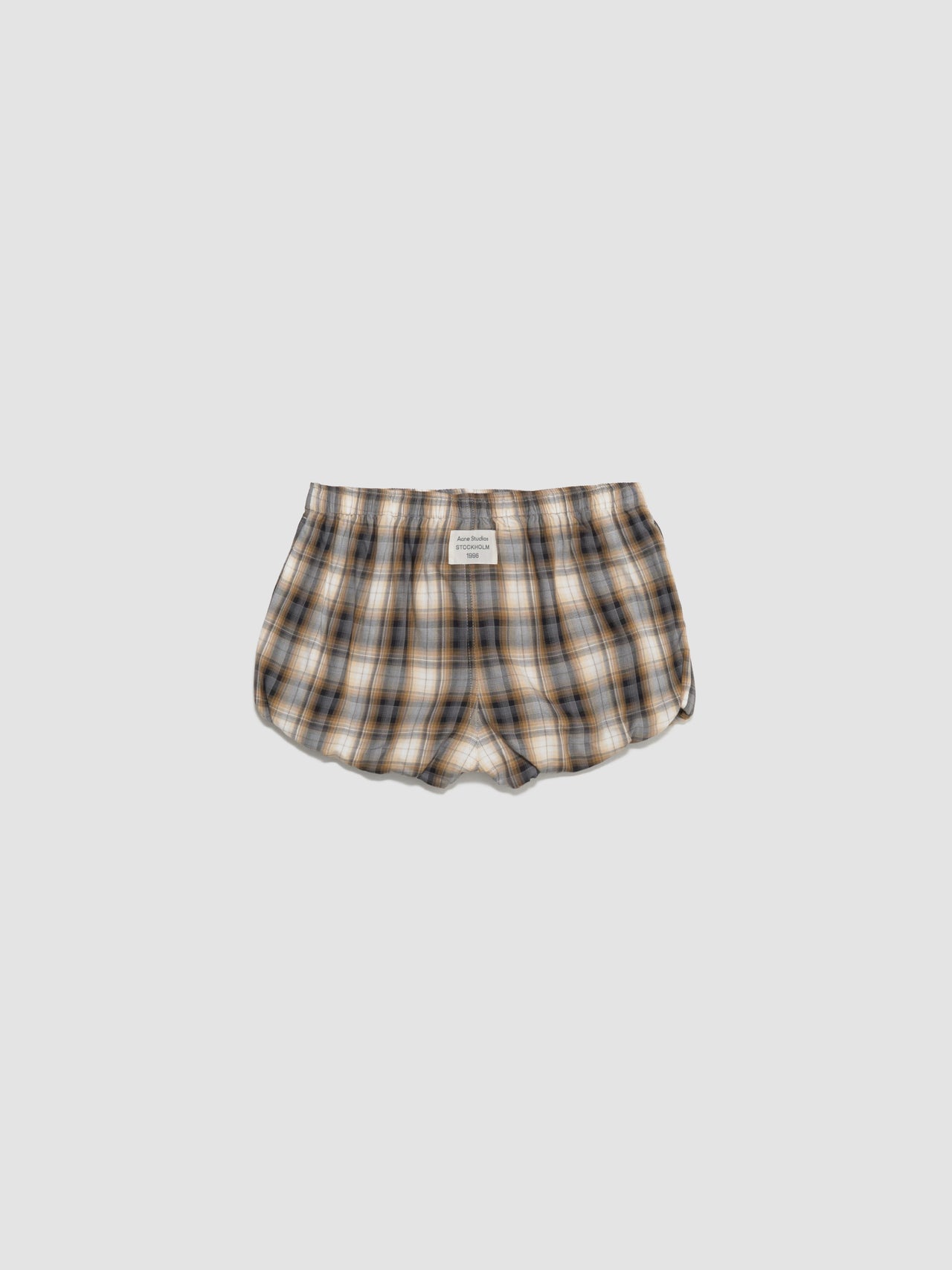 Checked Shorts in Beige & Black
