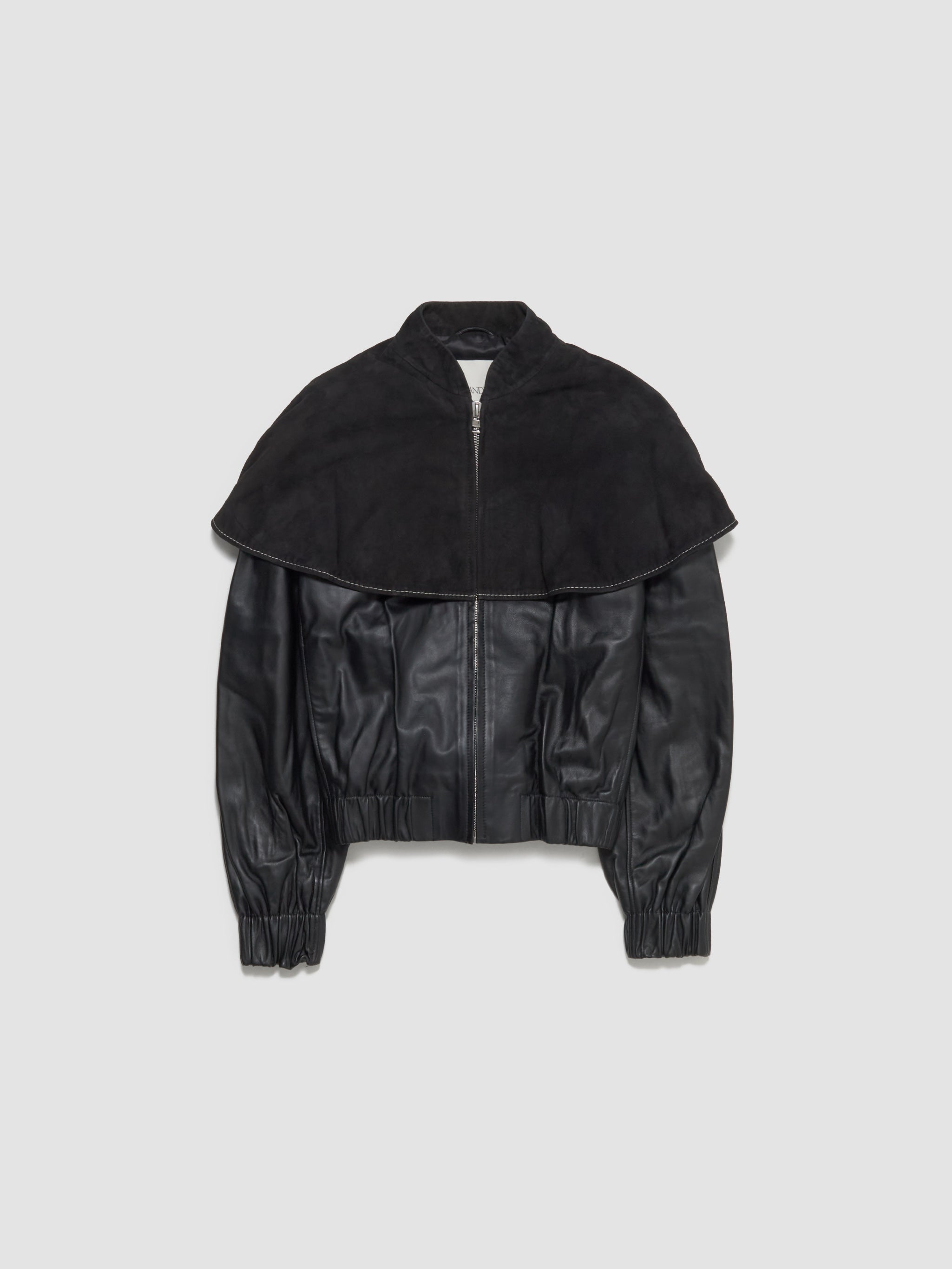 Oversized Collar Bomber Jacket in Black