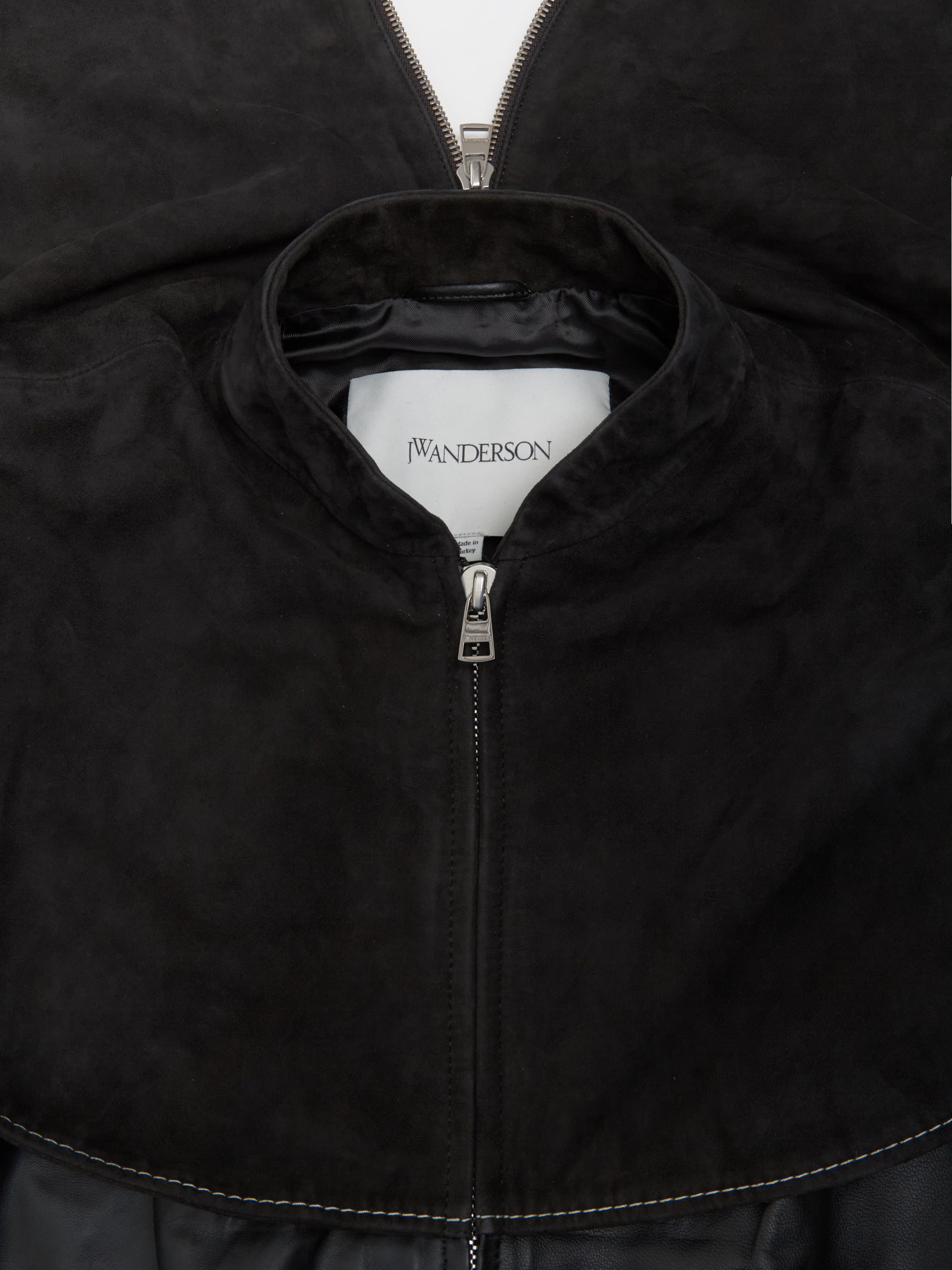 Oversized Collar Bomber Jacket in Black