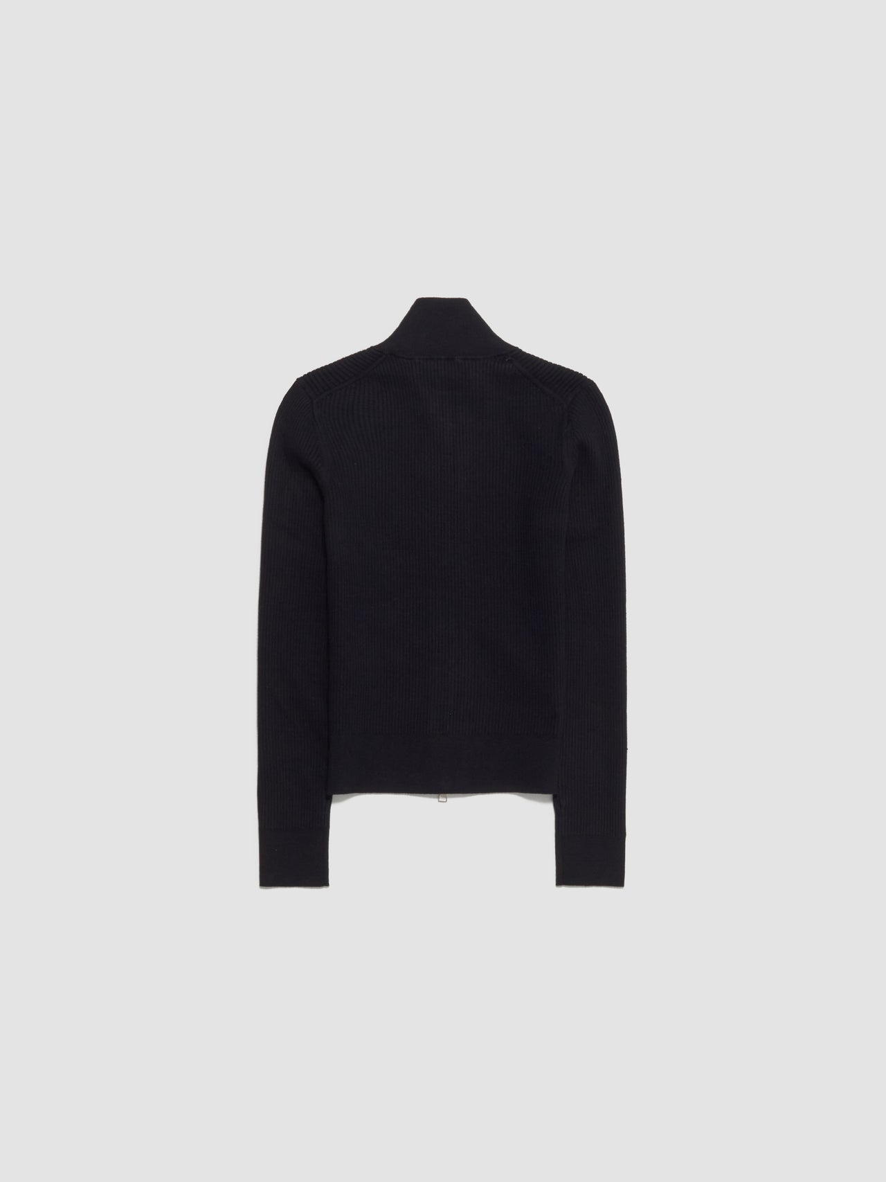 Fitted Zip Up Cardigan in Black