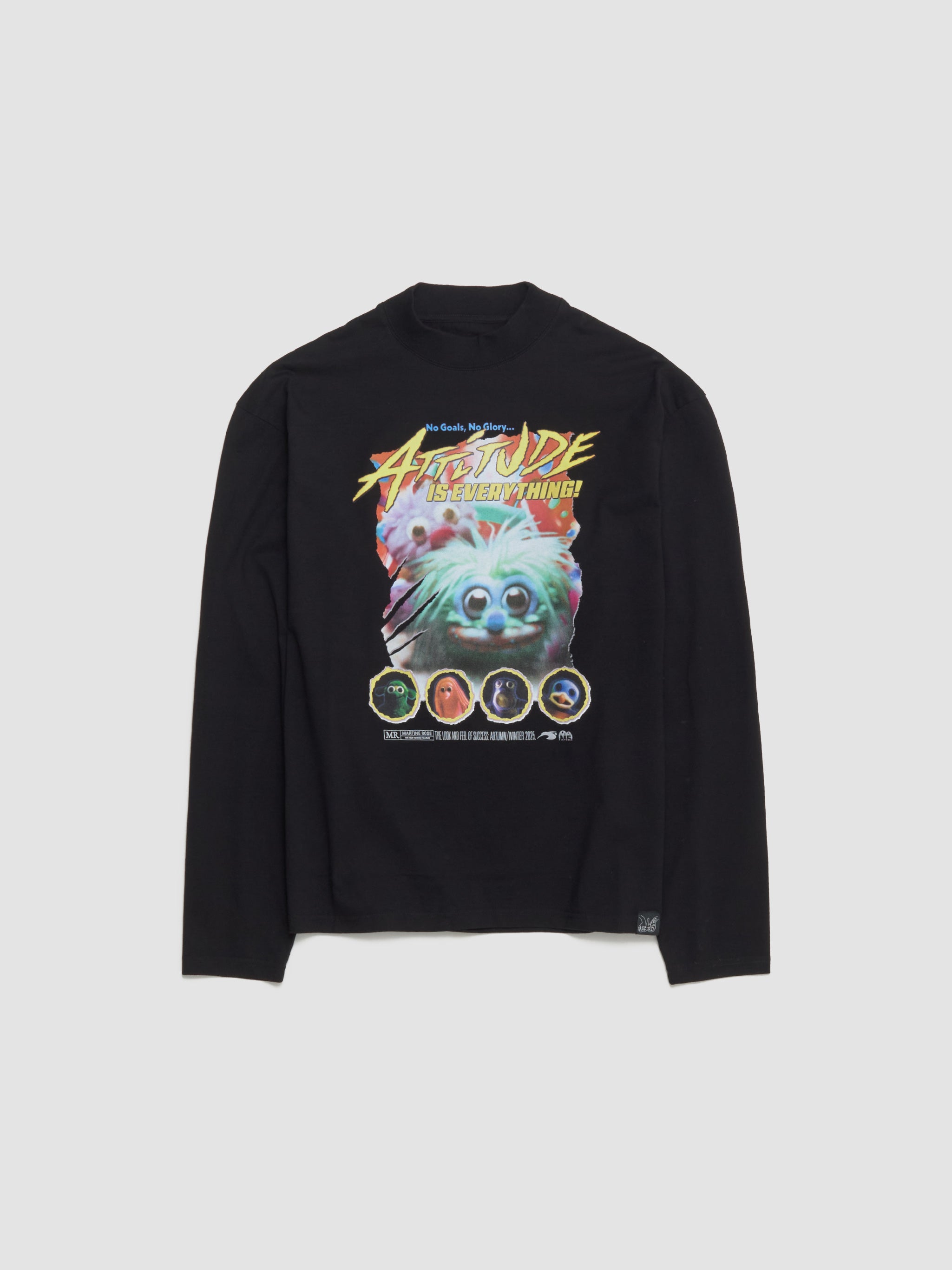 Funnel Neck Long Sleeve T-Shirt in Black