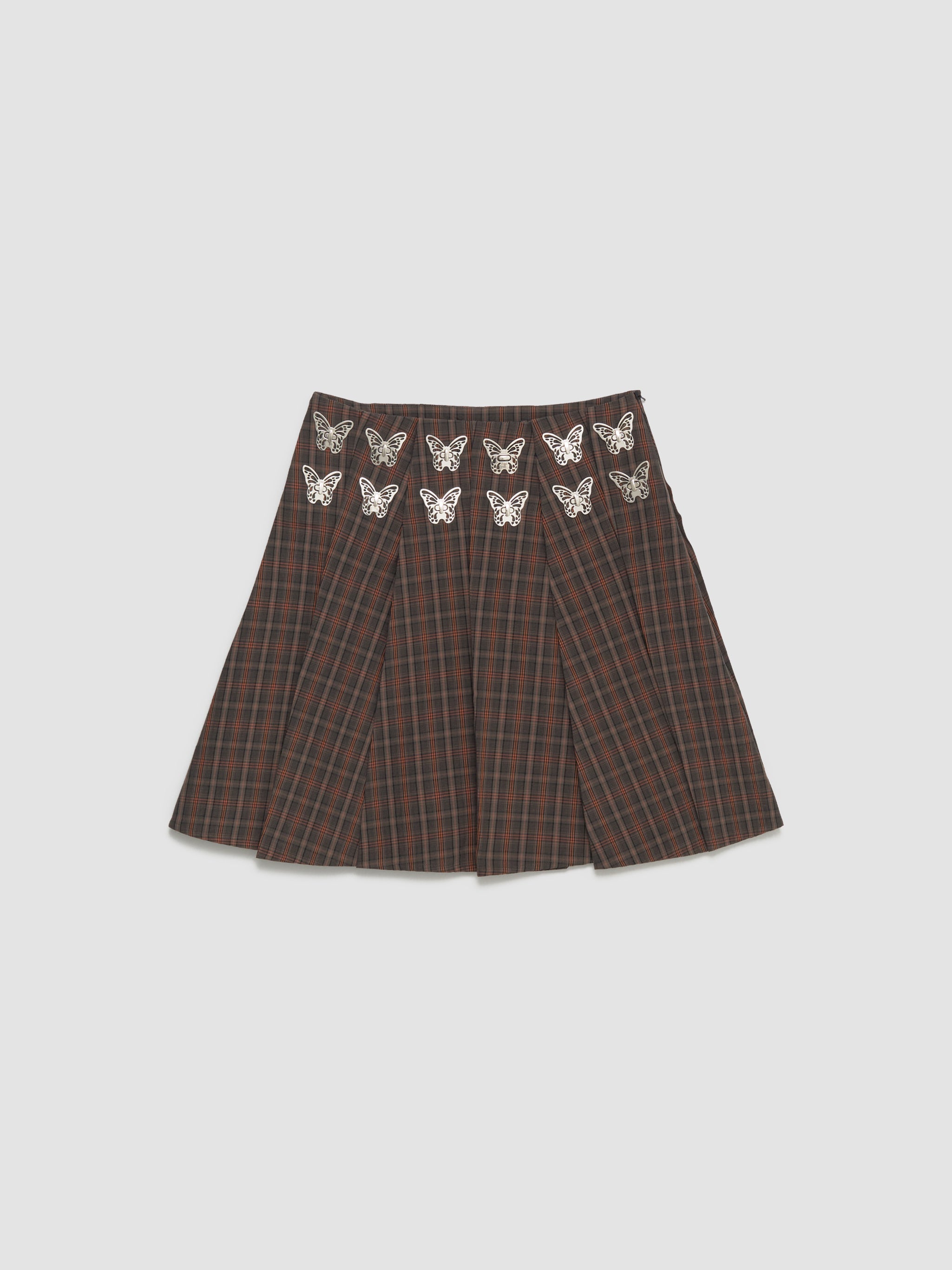 Ladyheath Pleated Skirt in Brown & Orange Tartan