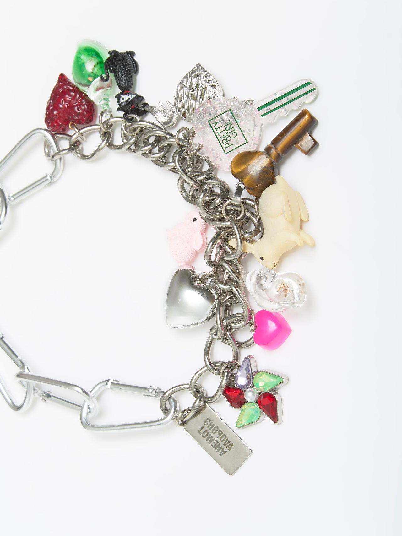 Shell And Back Carabiner Charm Necklace in Multi