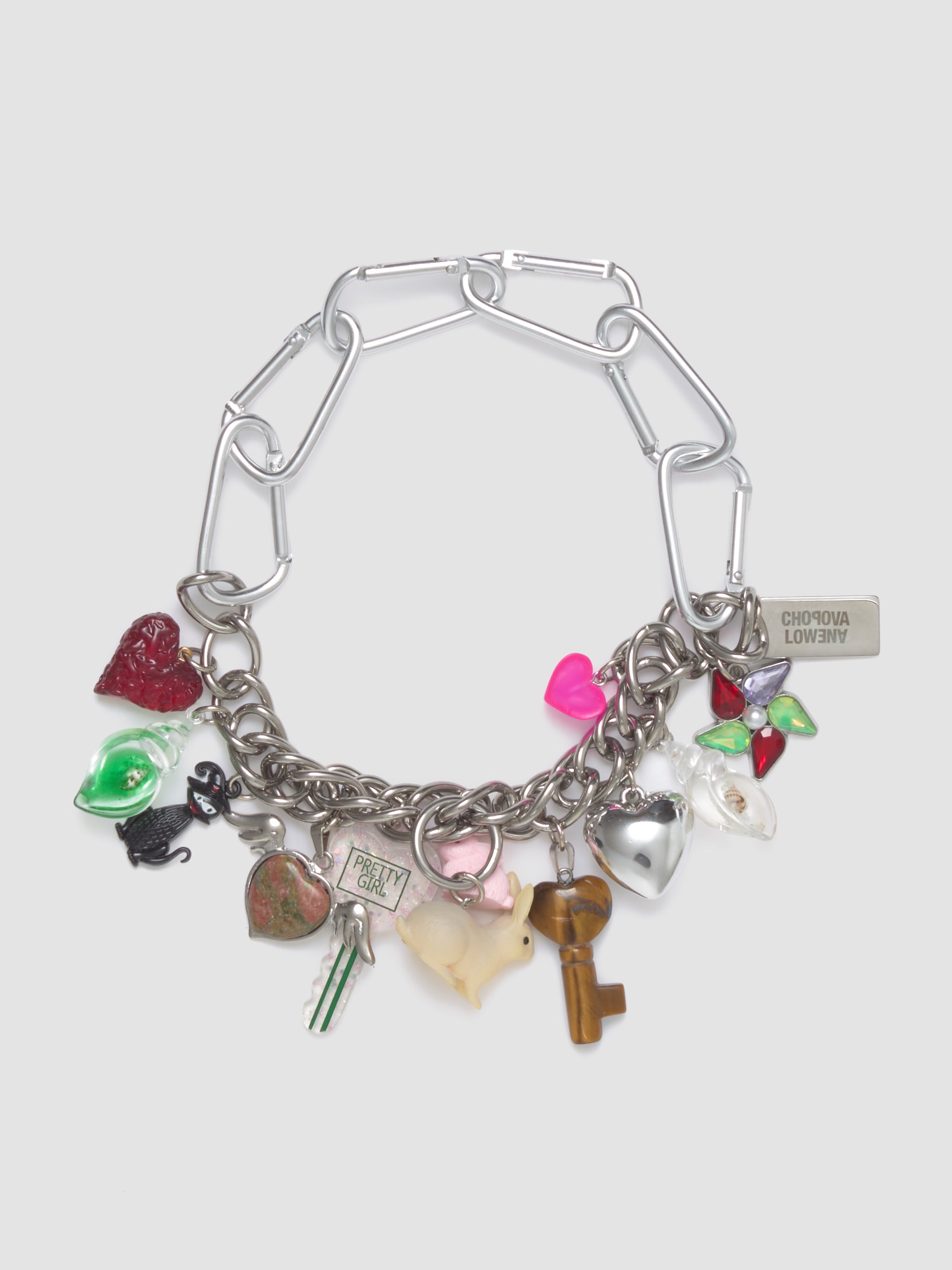 Shell And Back Carabiner Charm Necklace in Multi