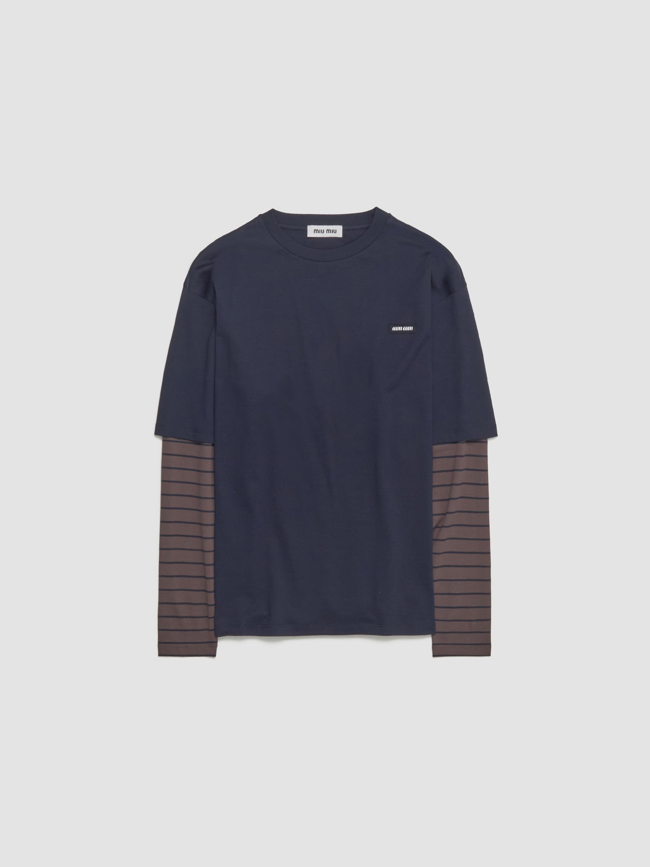 Long Sleeve Jersey T-Shirt in Blue & Cocoa