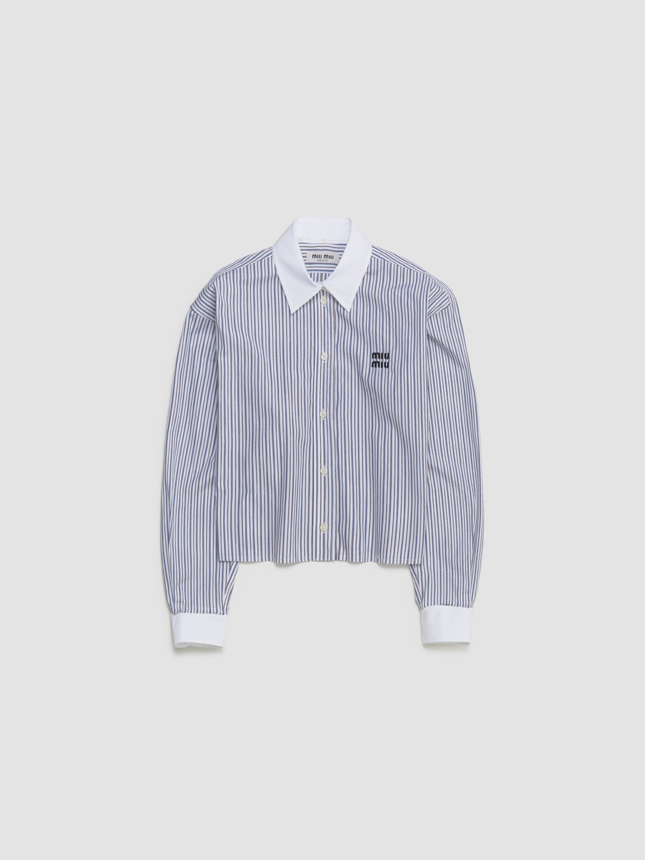 Striped Poplin Shirt in White & Cocoa Brown