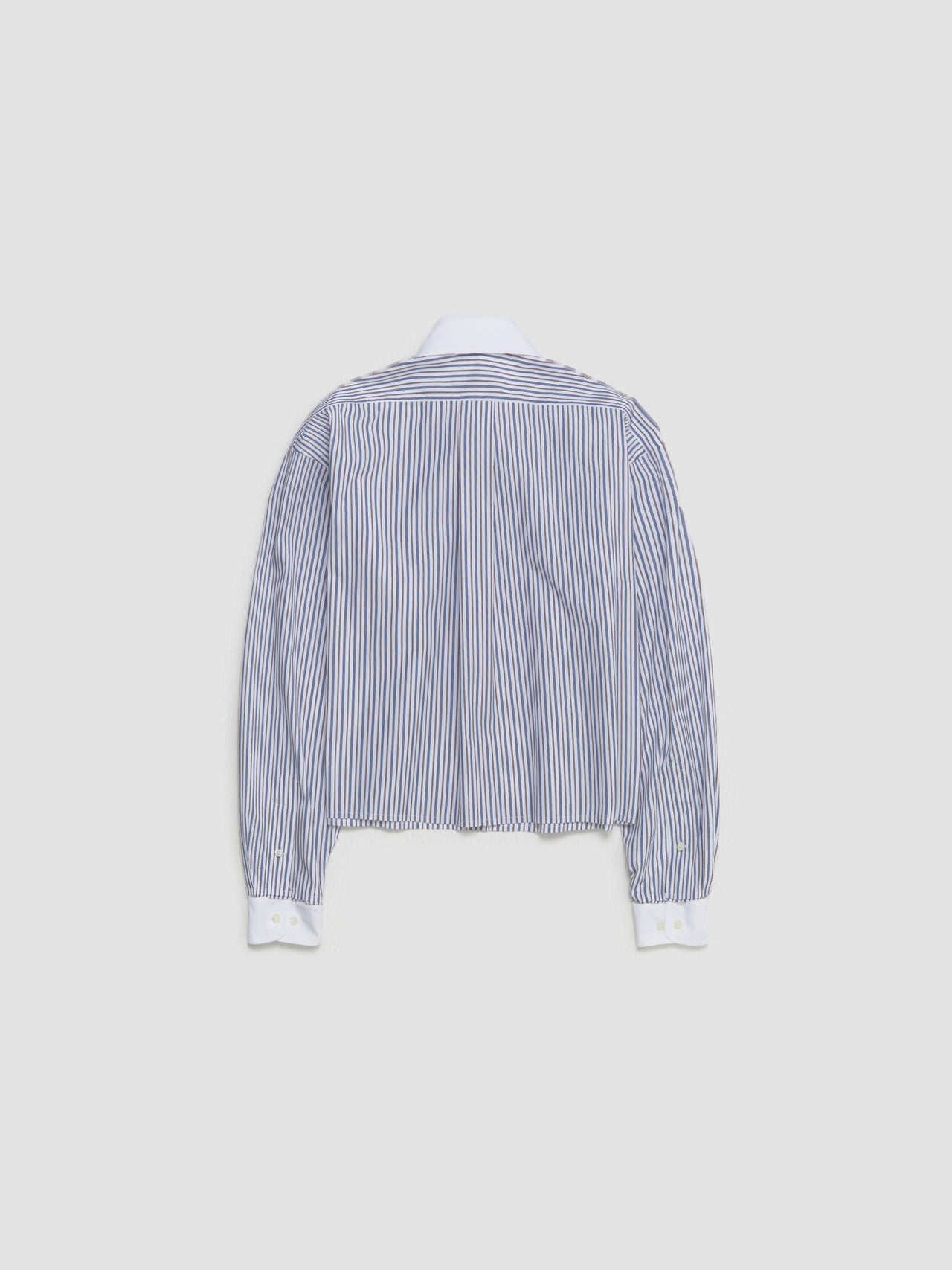Striped Poplin Shirt in White & Cocoa Brown