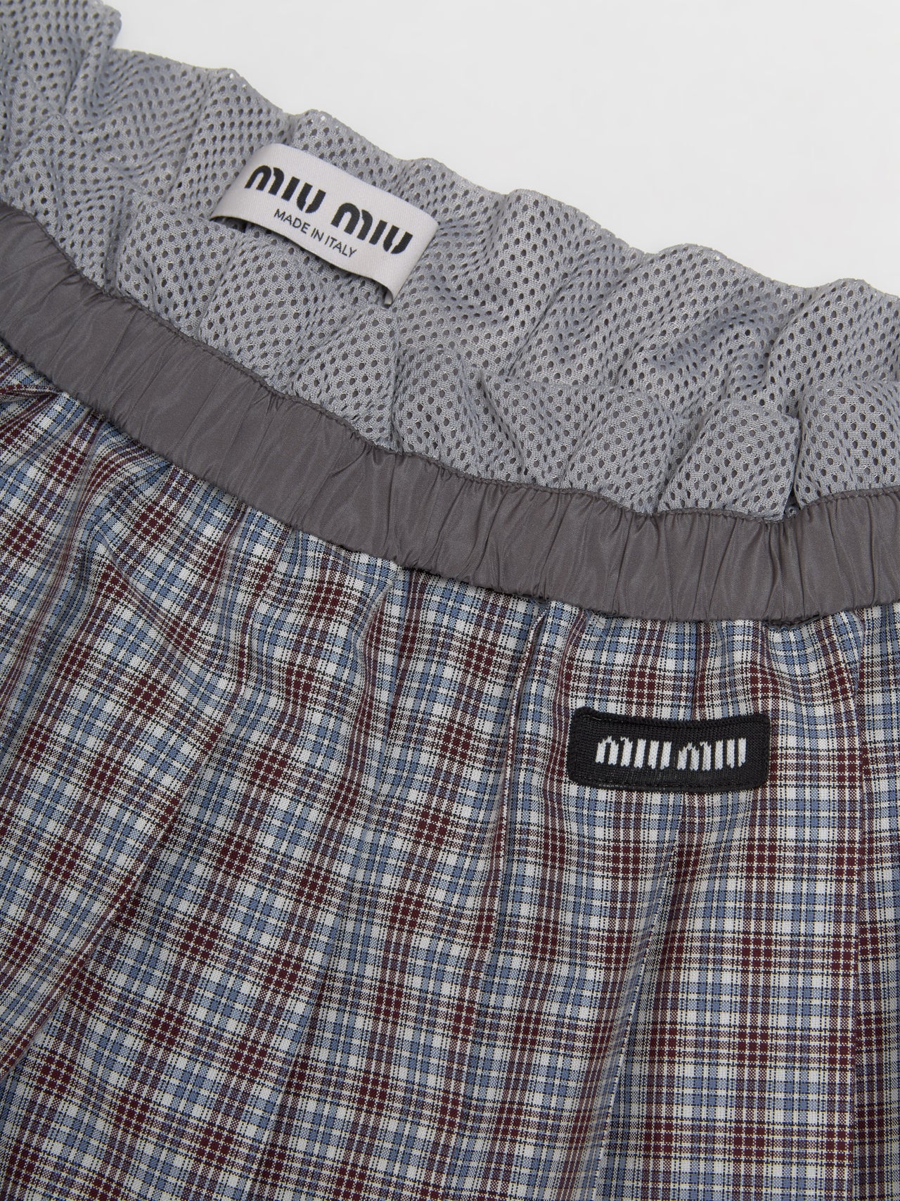 Checked Pleated Skirt in Aviator Blue & Burgundy Red