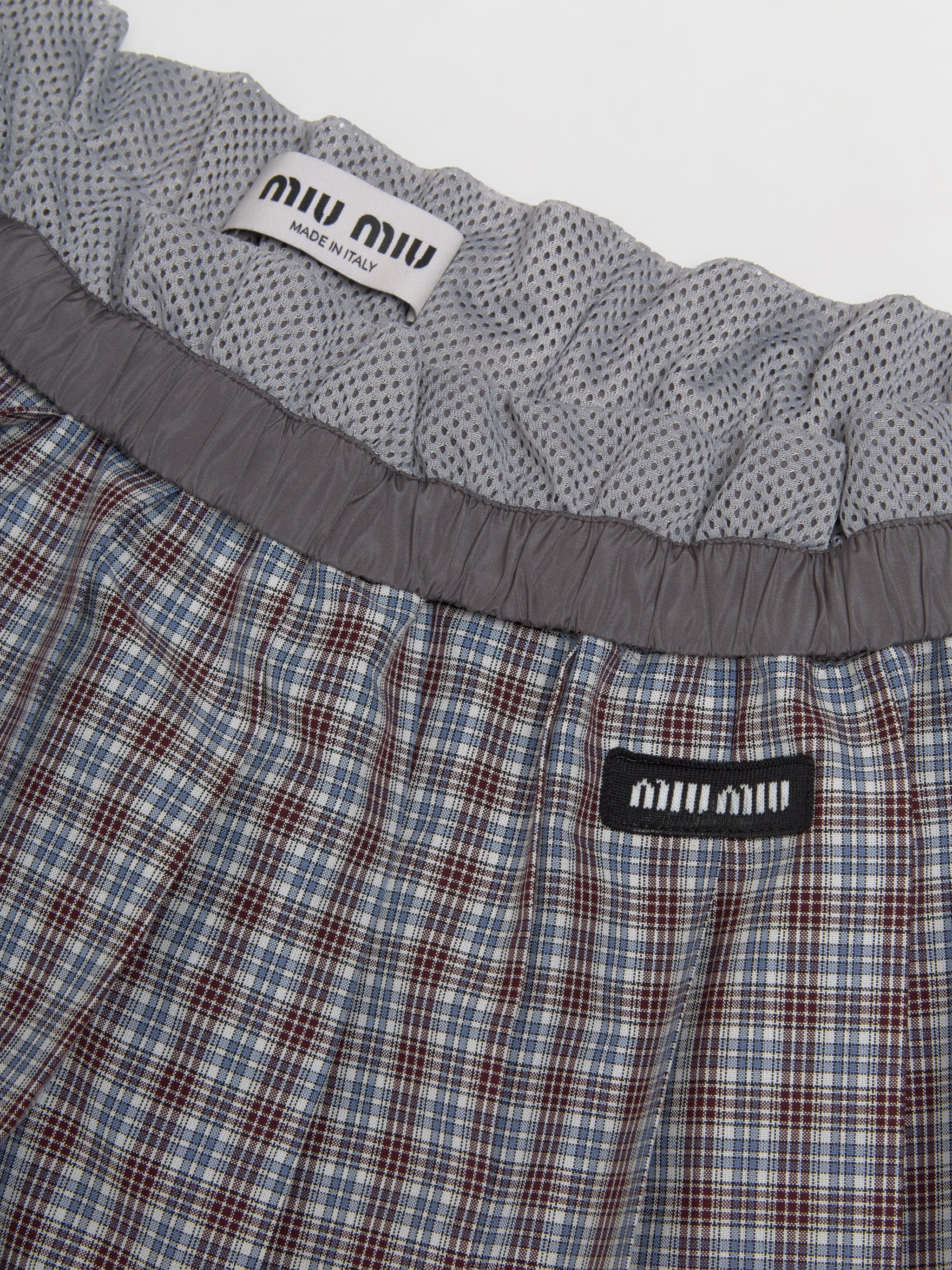 Checked Pleated Skirt in Aviator Blue & Burgundy Red