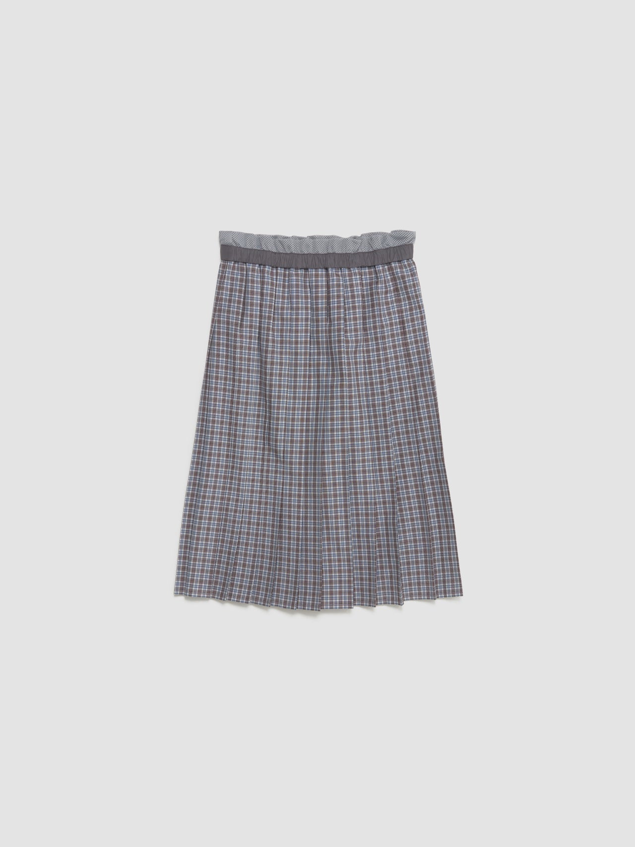 Checked Pleated Skirt in Aviator Blue & Burgundy Red