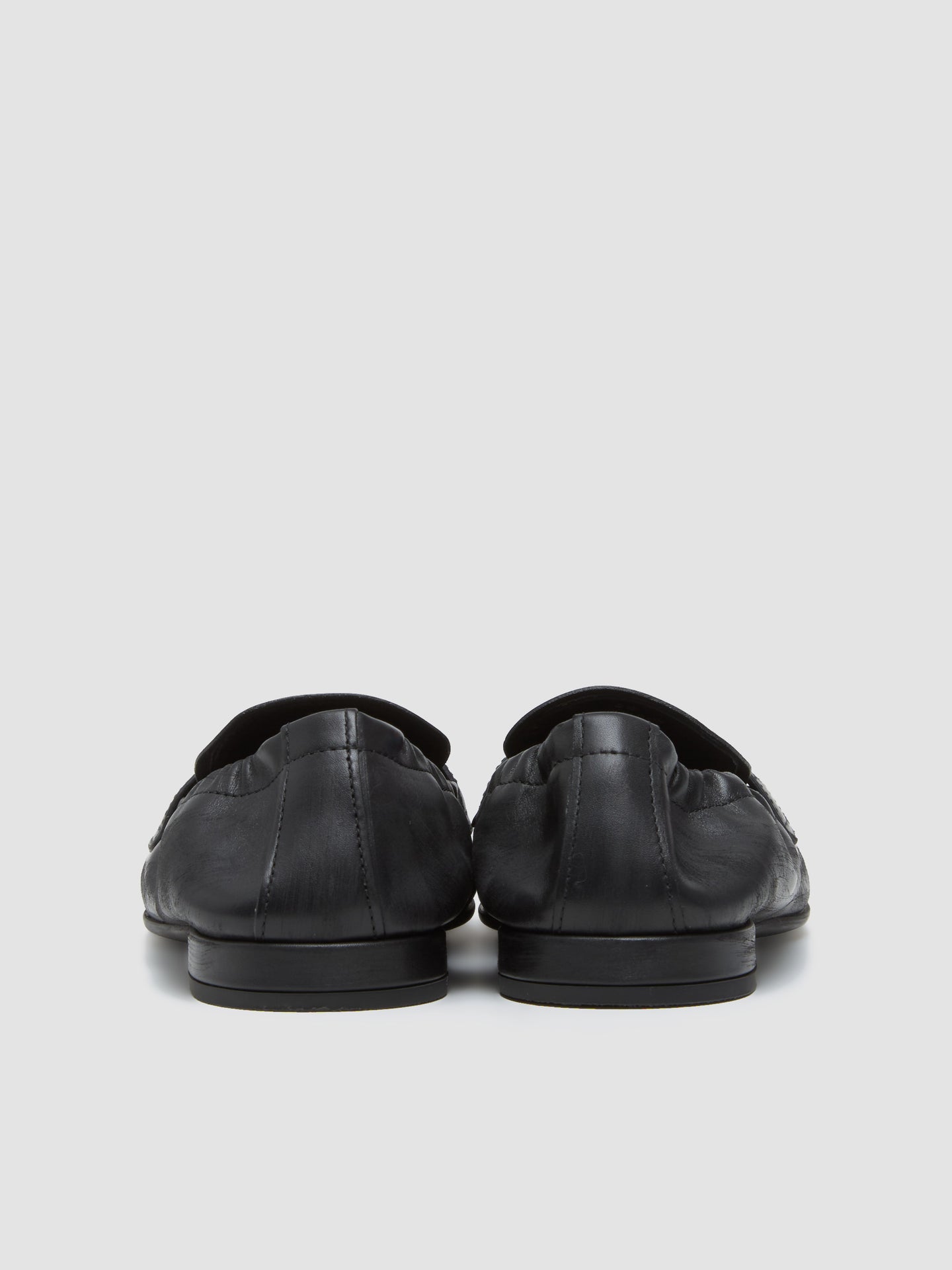 Shuffle Antiqued Leather Loafers in Black