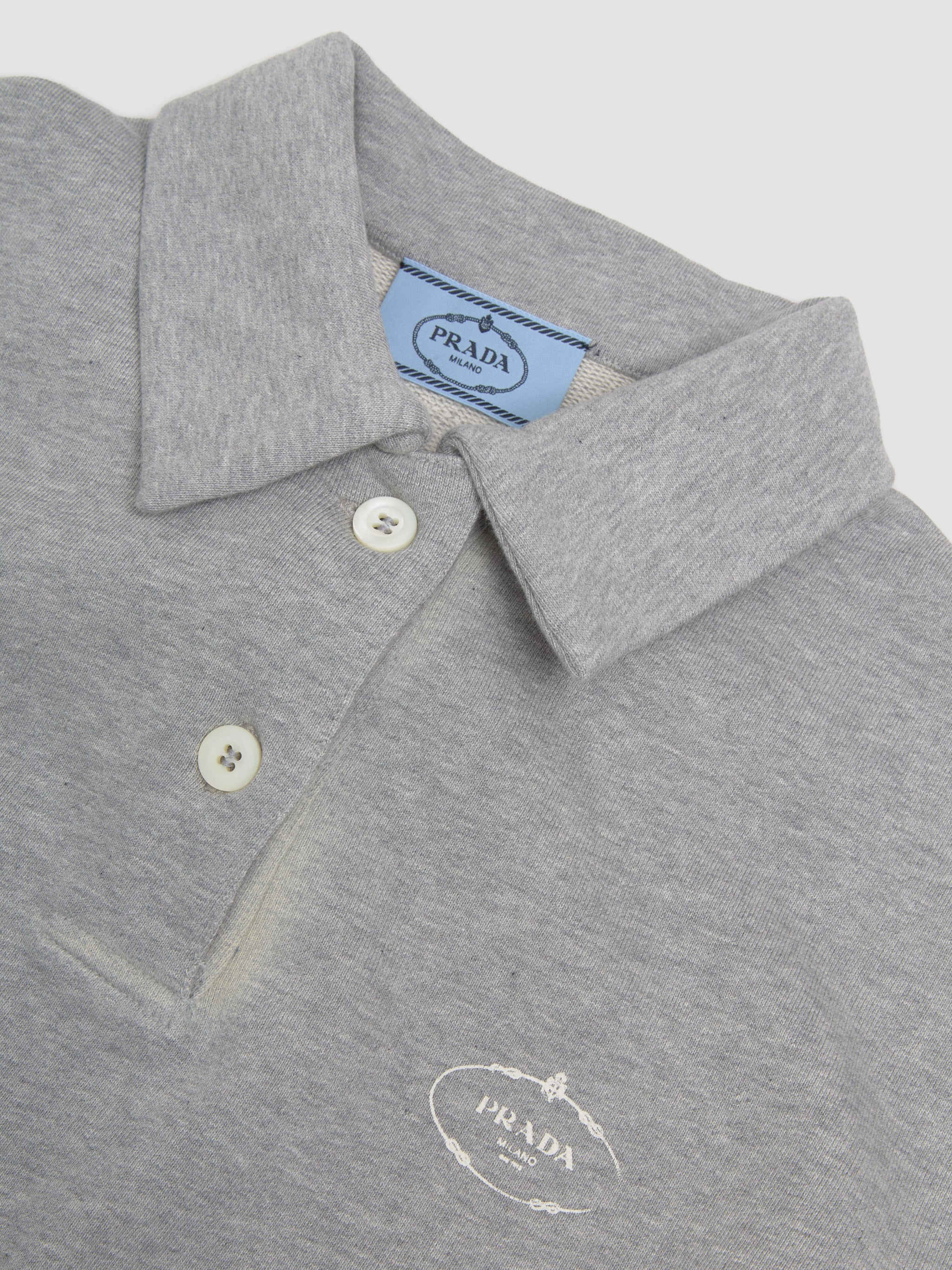 Cotton Polo Shirt in Grey Melange
