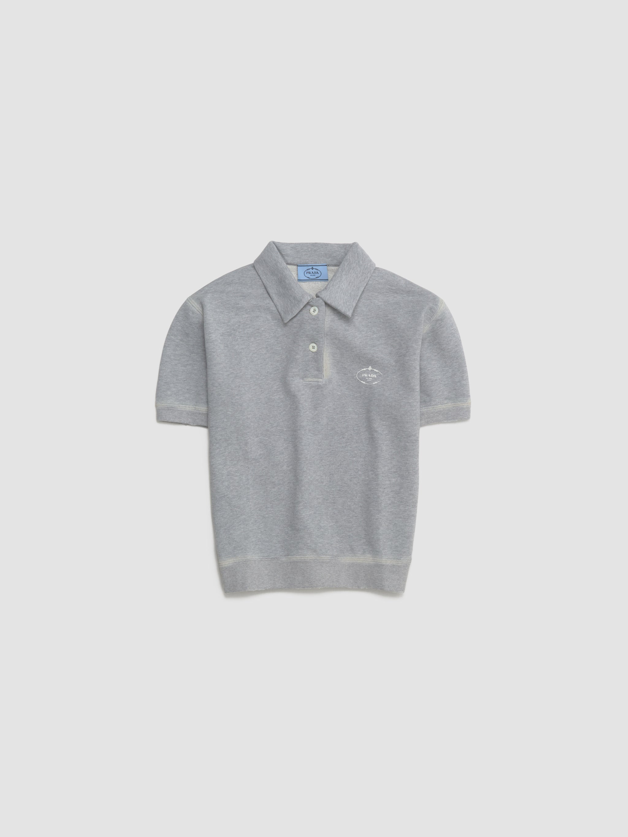 Cotton Polo Shirt in Grey Melange
