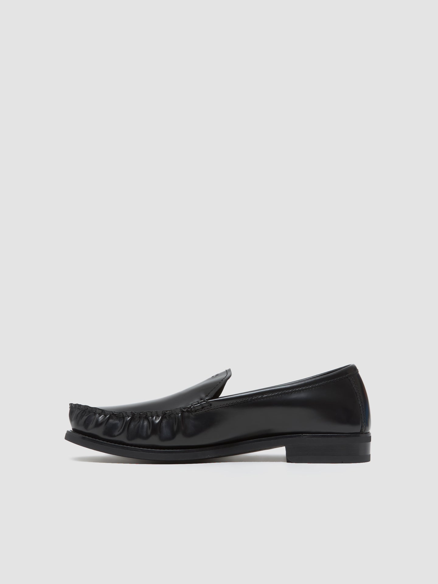 Brushed Leather Loafers with Logo in Black