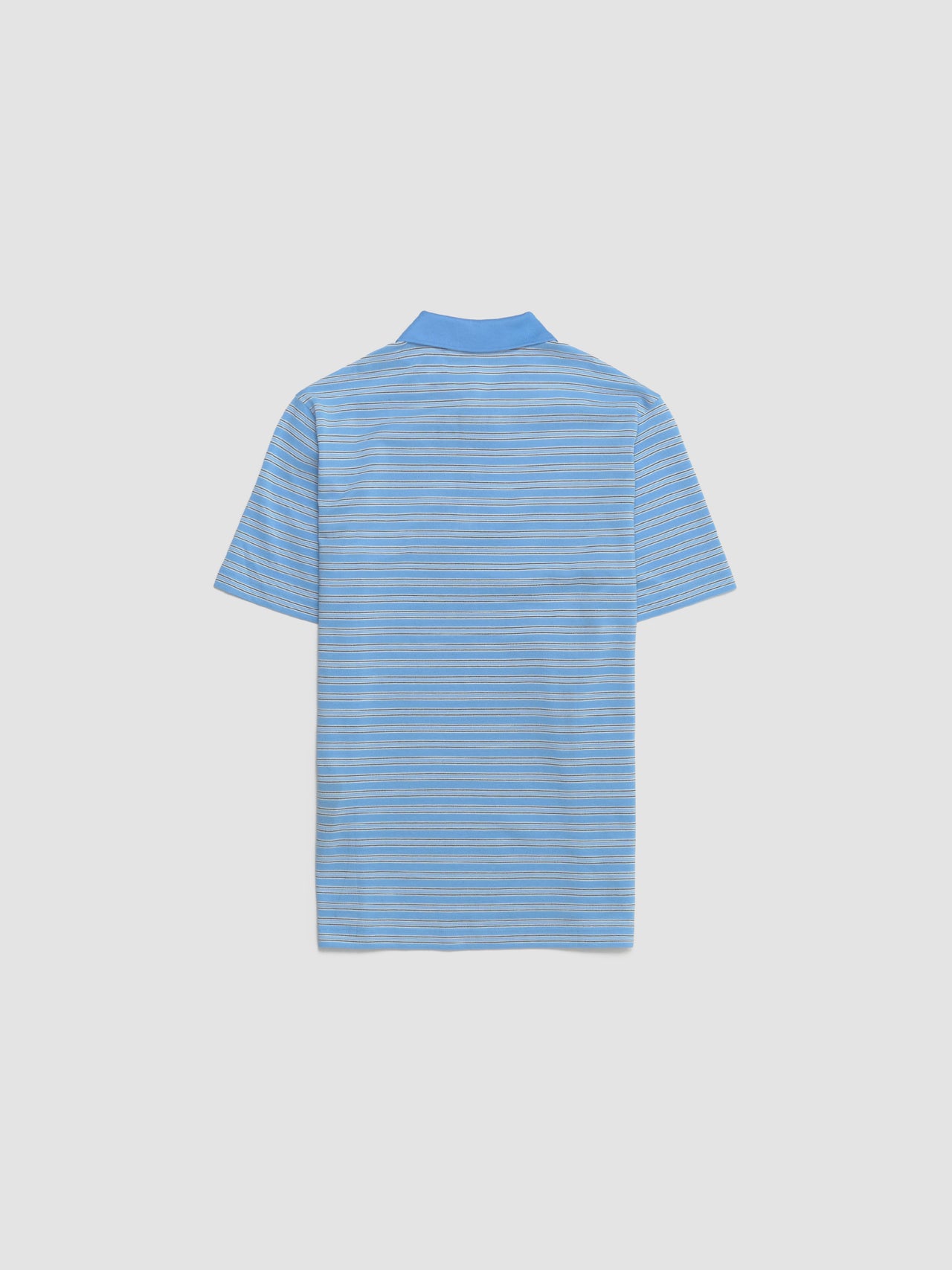 Striped Cotton Polo T-Shirt in Light Blue & Black