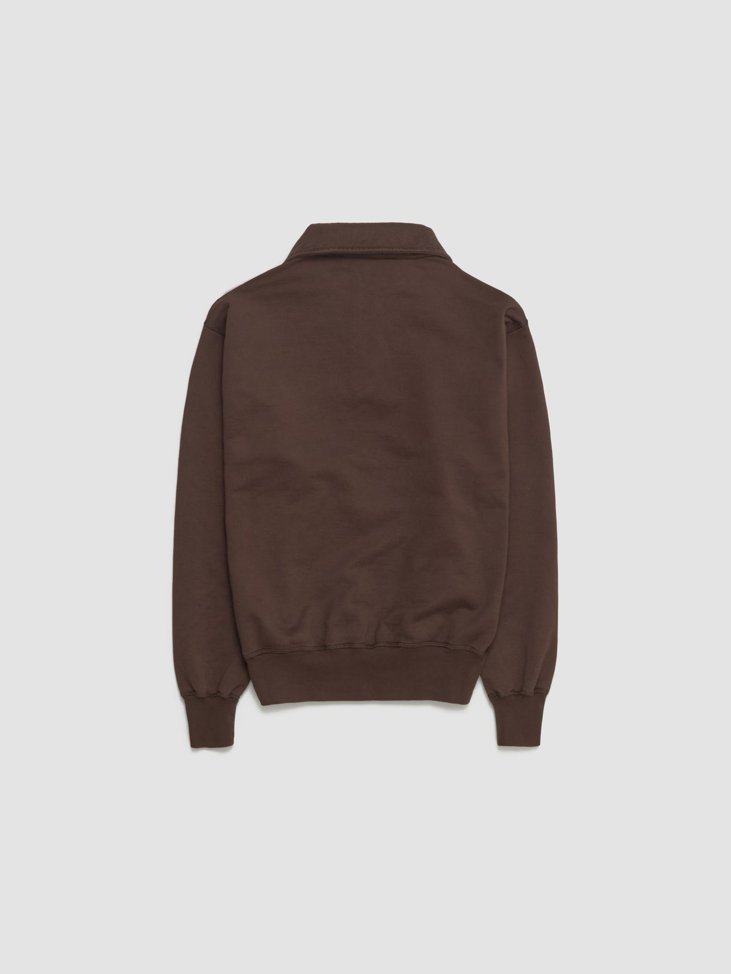 Cotton Fleece Polo Sweatshirt in Cocoa Brown