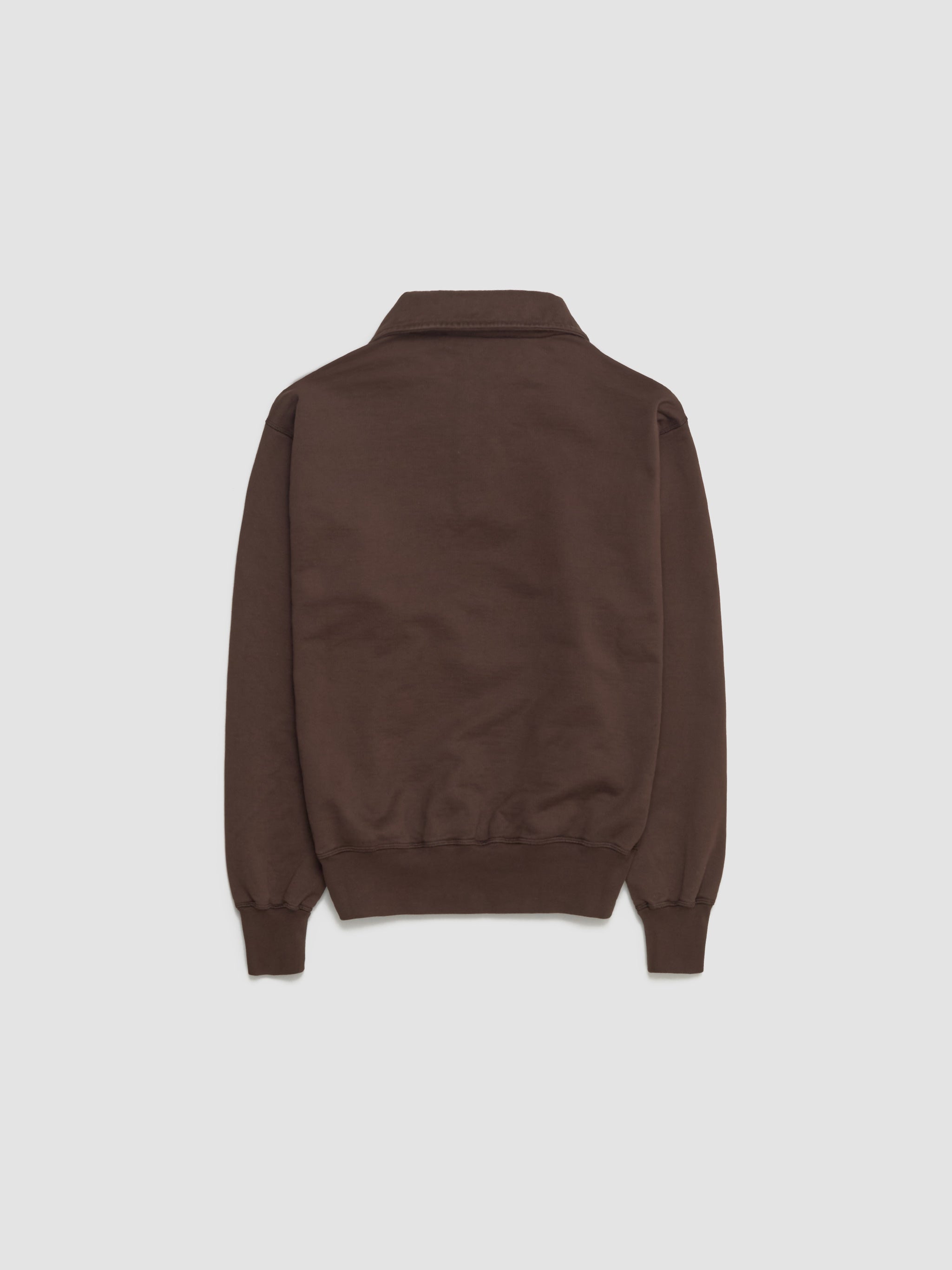 Cotton Fleece Polo Sweatshirt in Cocoa Brown