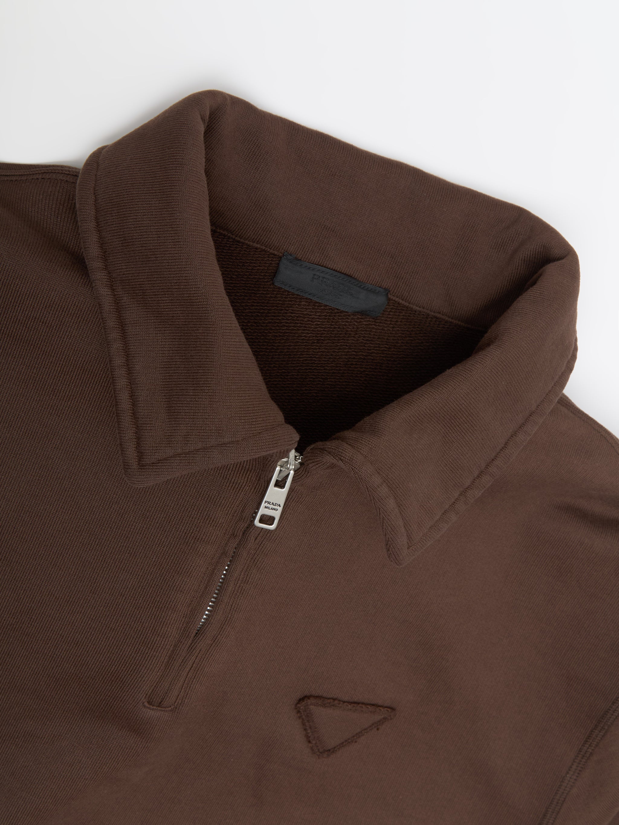 Cotton Fleece Polo Sweatshirt in Cocoa Brown
