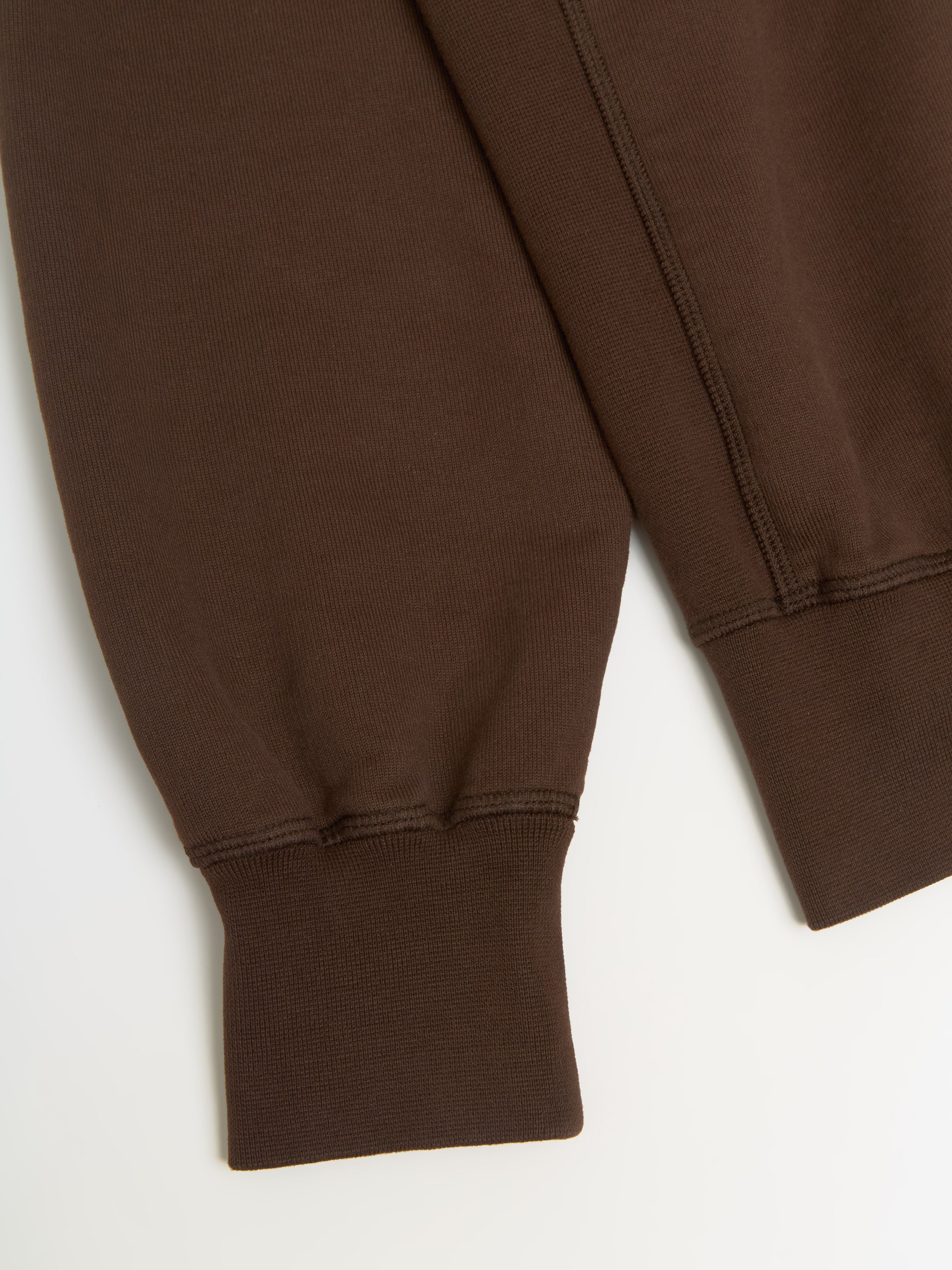 Cotton Fleece Polo Sweatshirt in Cocoa Brown