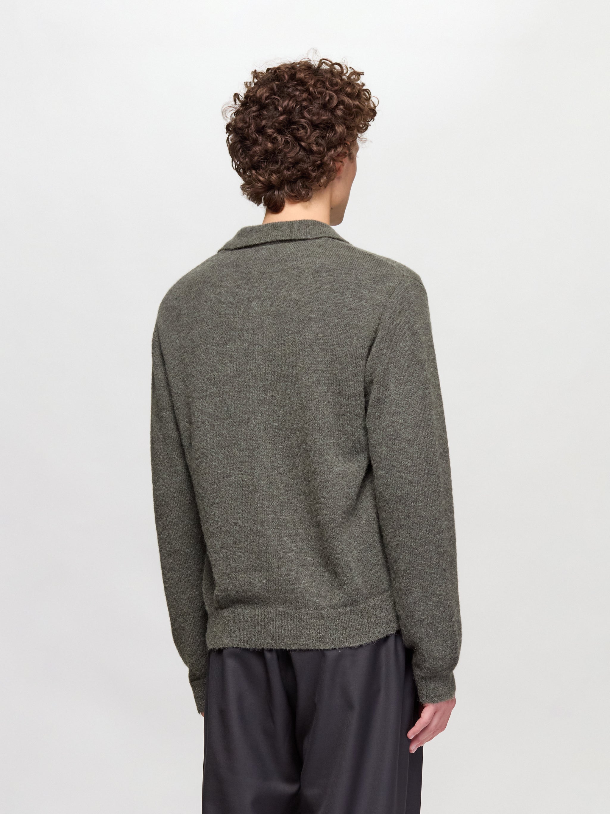 Evening Polo in Moss Green Fuzzy Alpaca