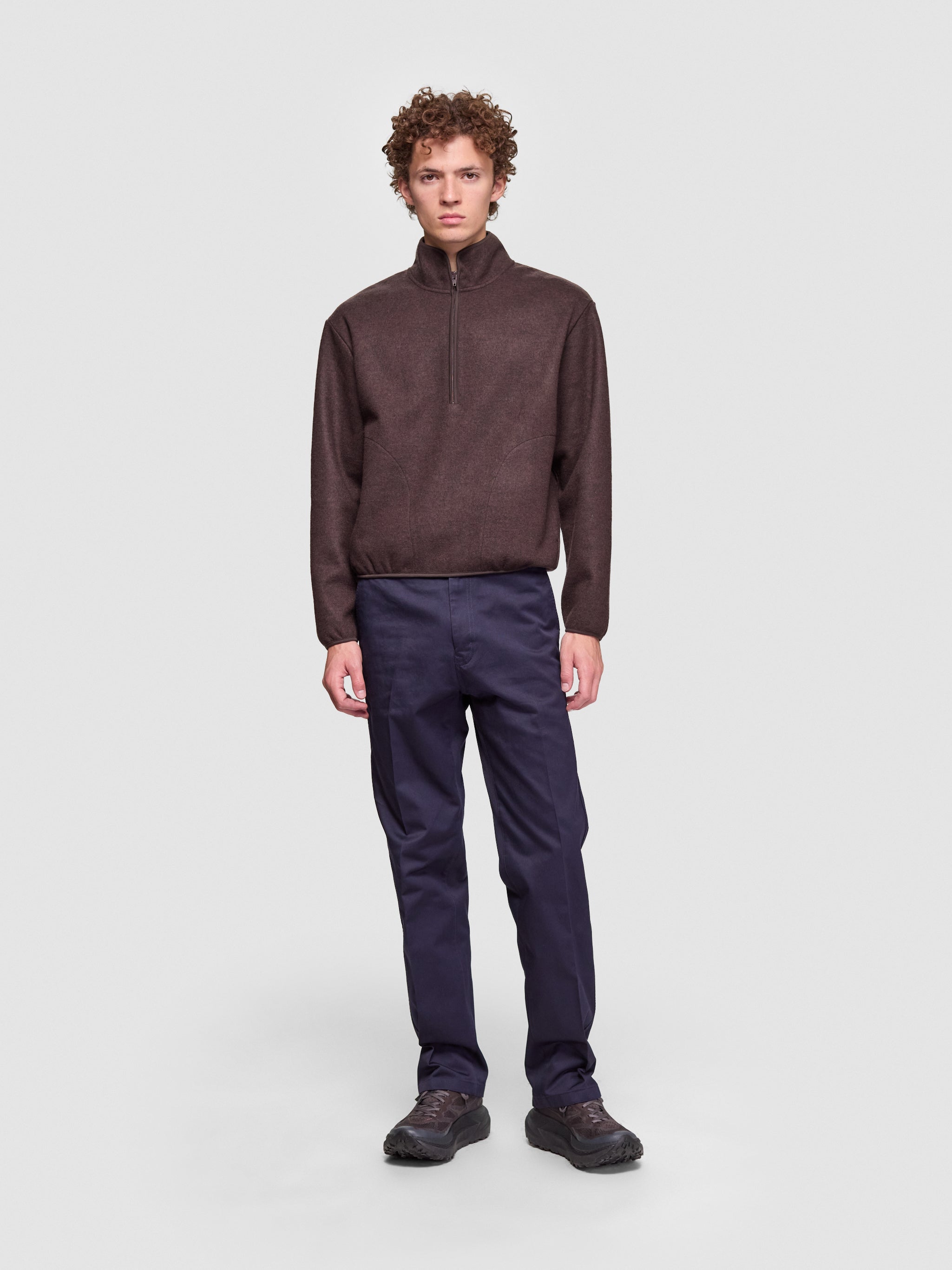 Wool Half Zip in Brown