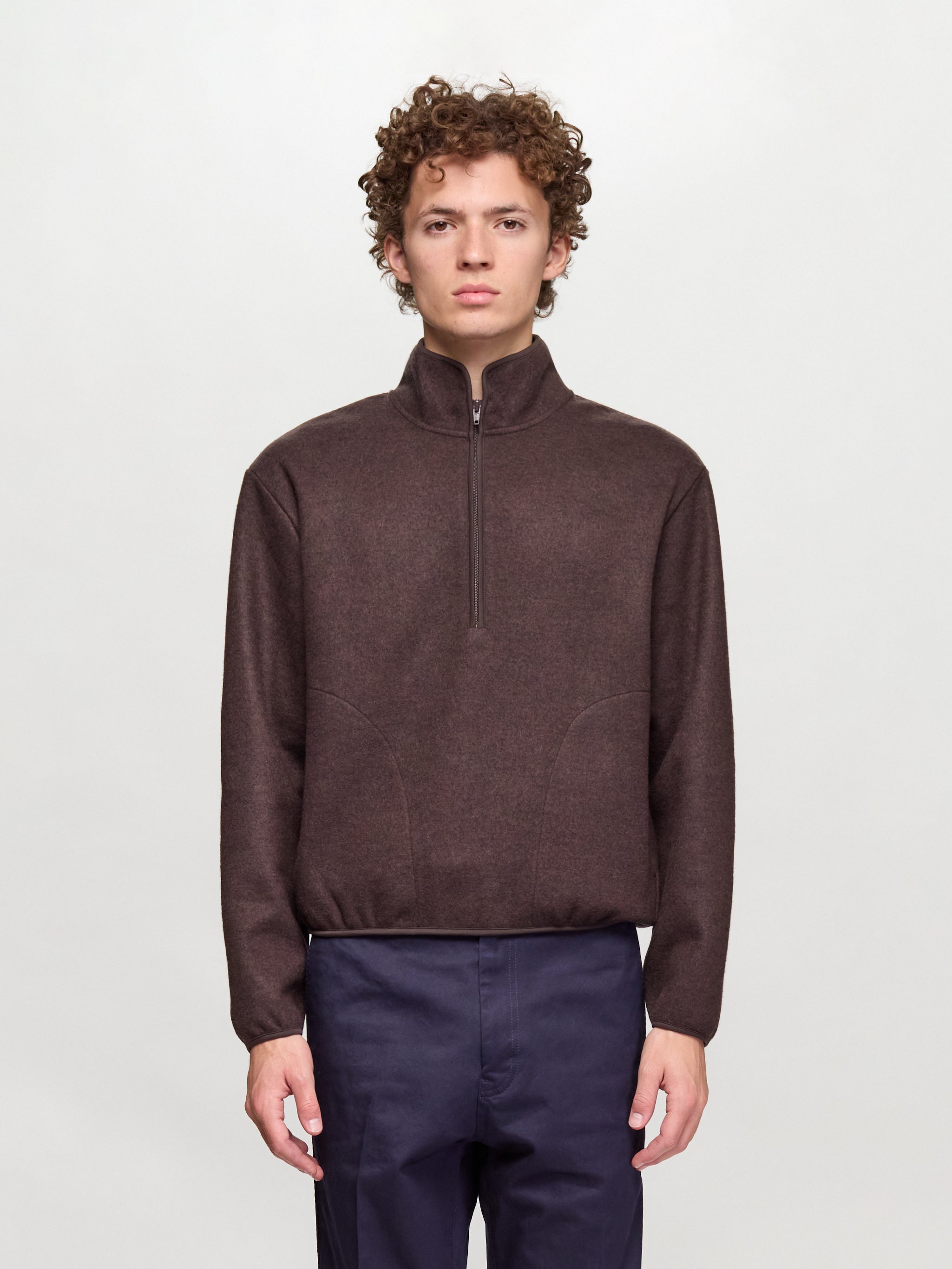 Wool Half Zip in Brown