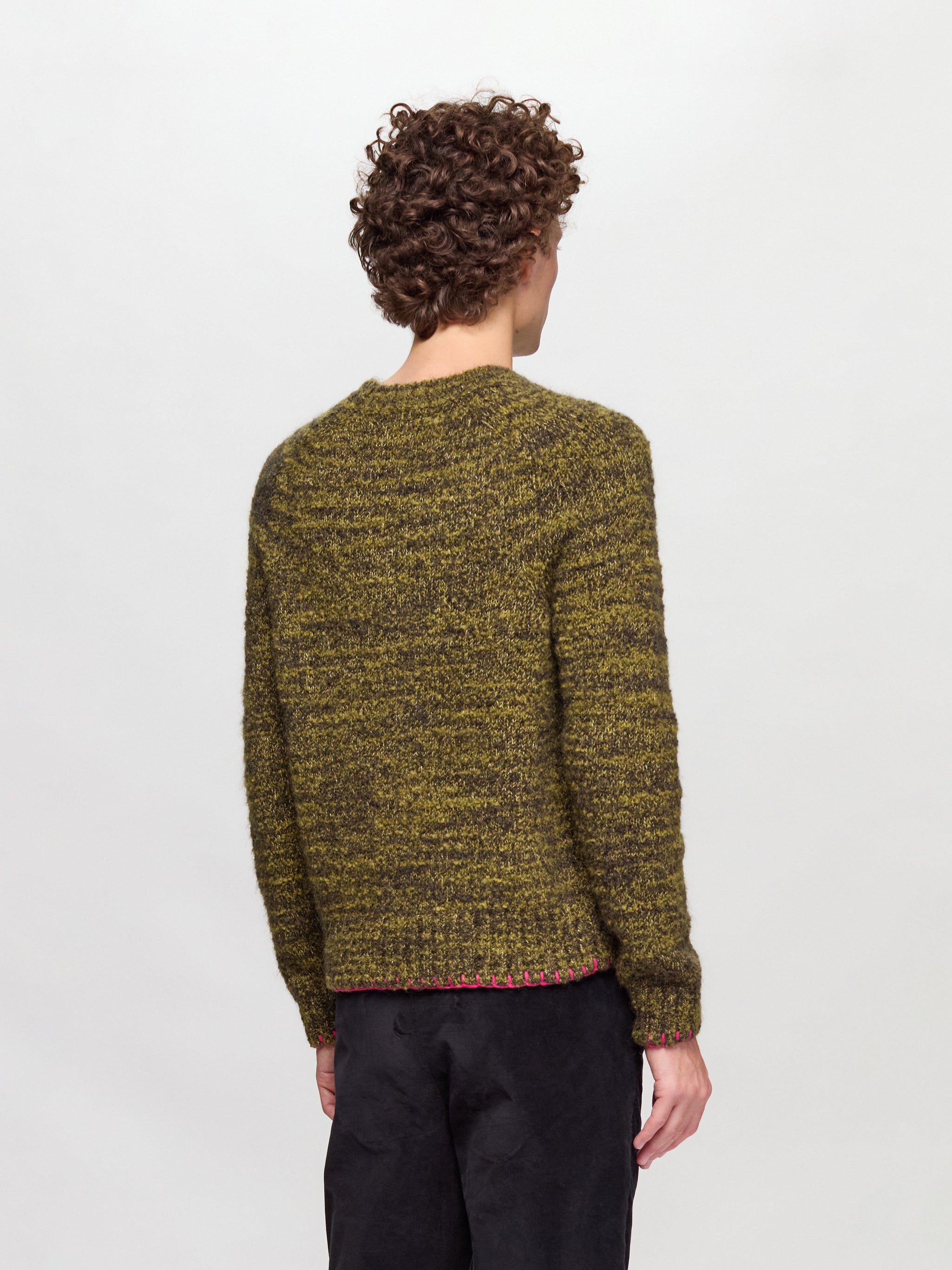 Frederik Contrast Sweater in Moss Green Mouline