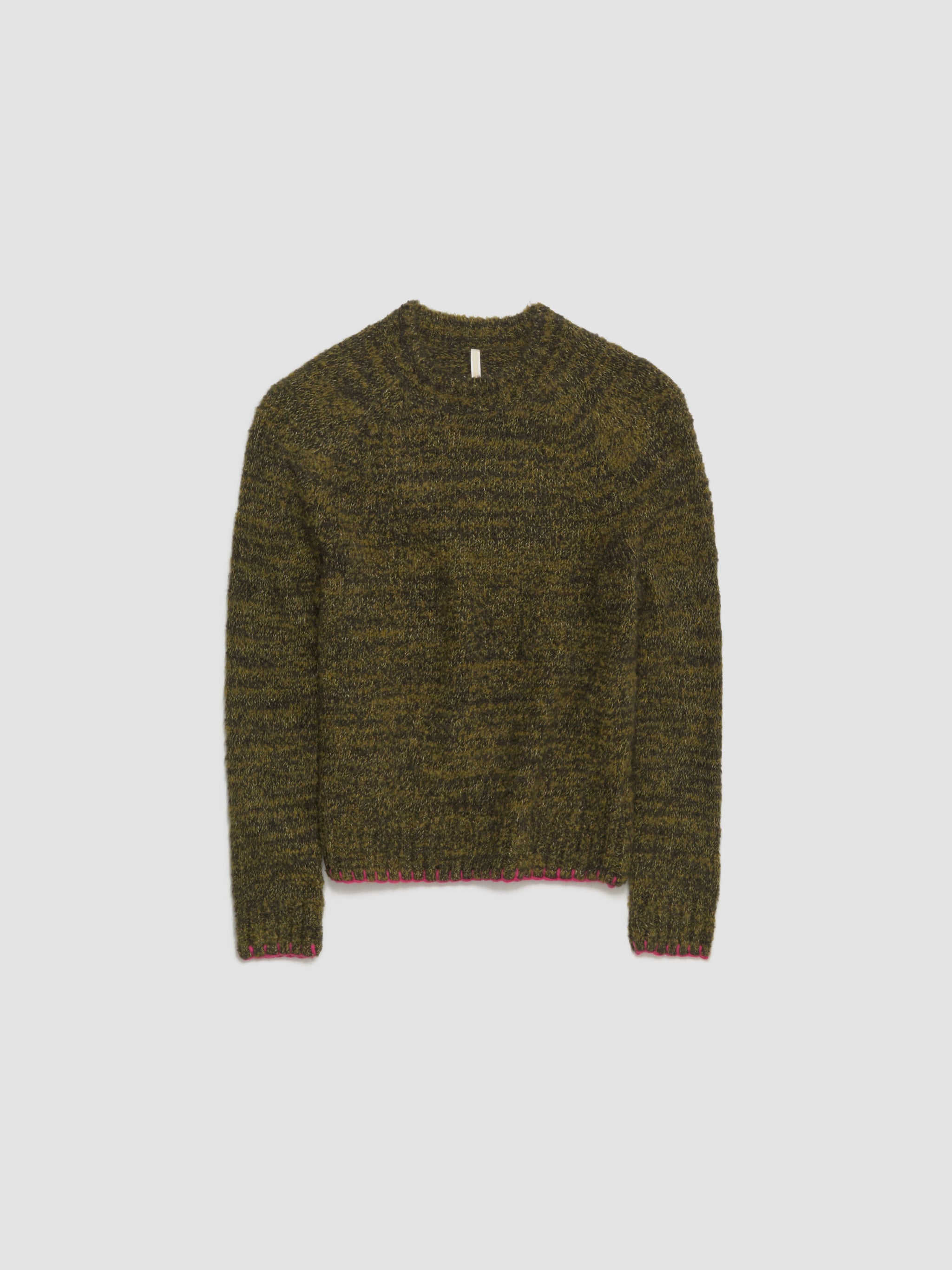 Frederik Contrast Sweater in Moss Green Mouline