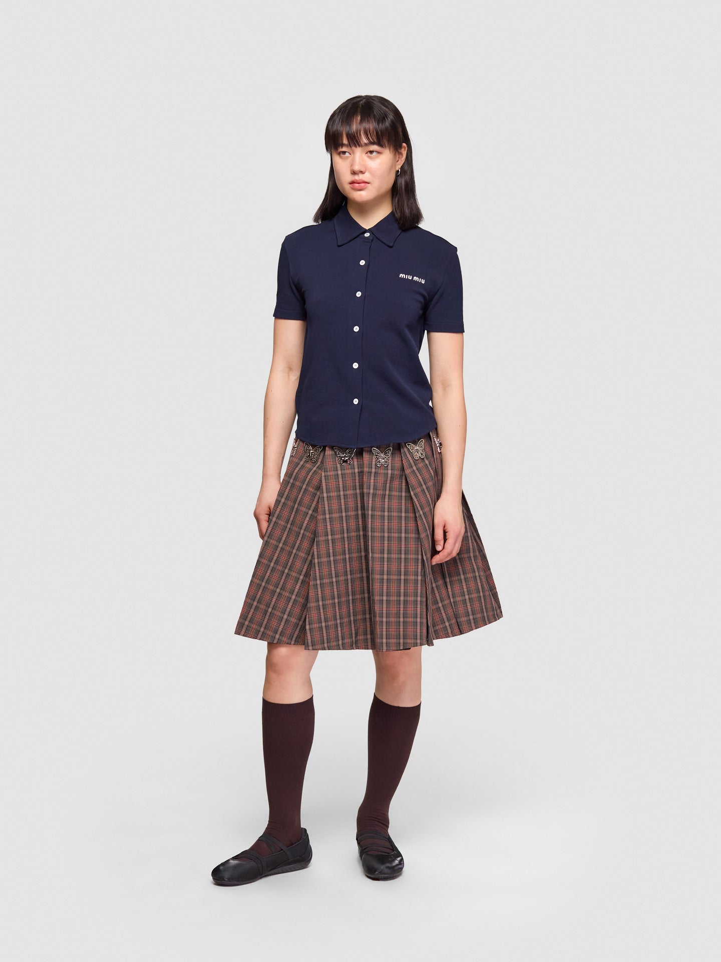 Ladyheath Pleated Skirt in Brown & Orange Tartan