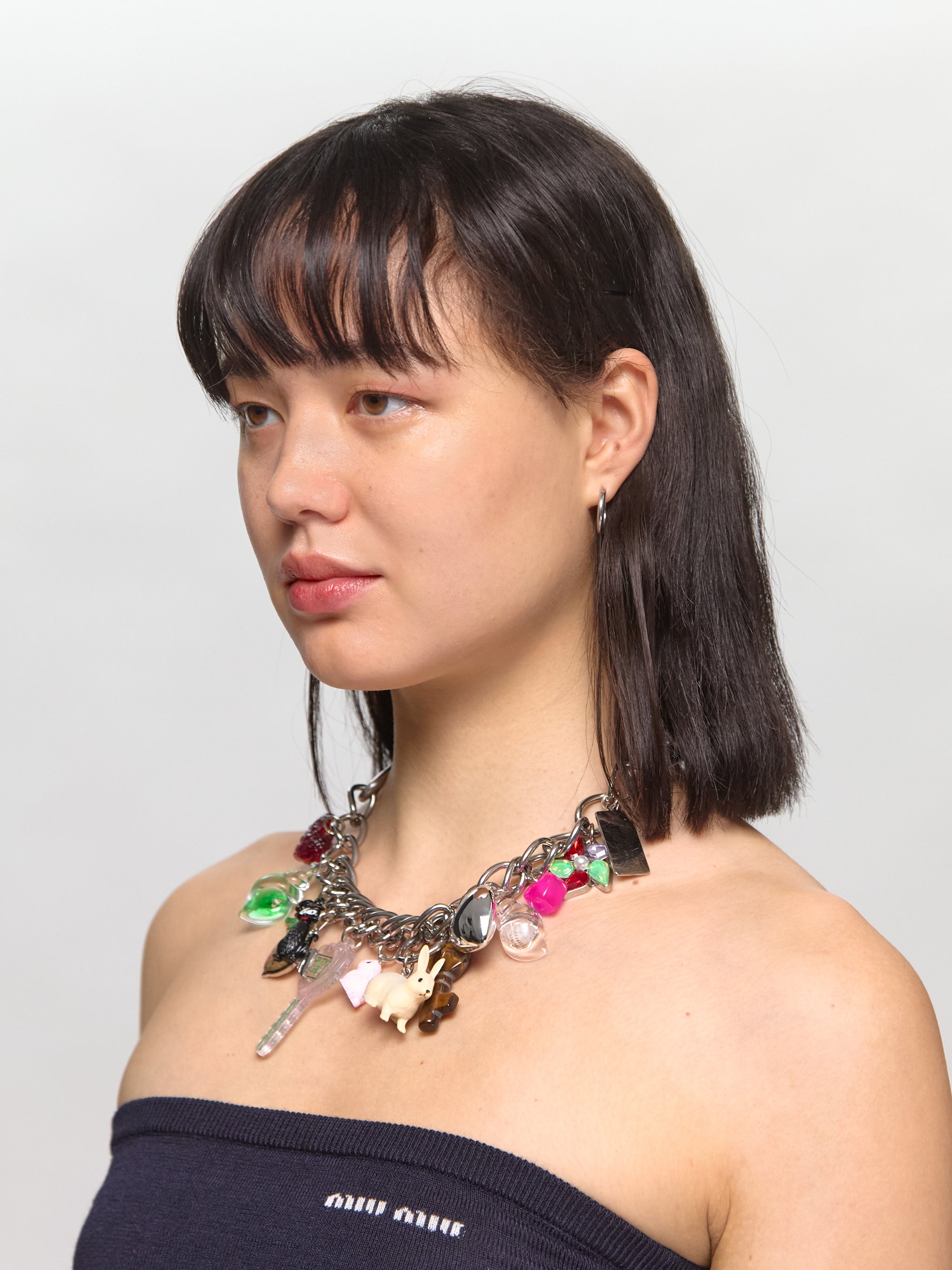 Shell And Back Carabiner Charm Necklace in Multi