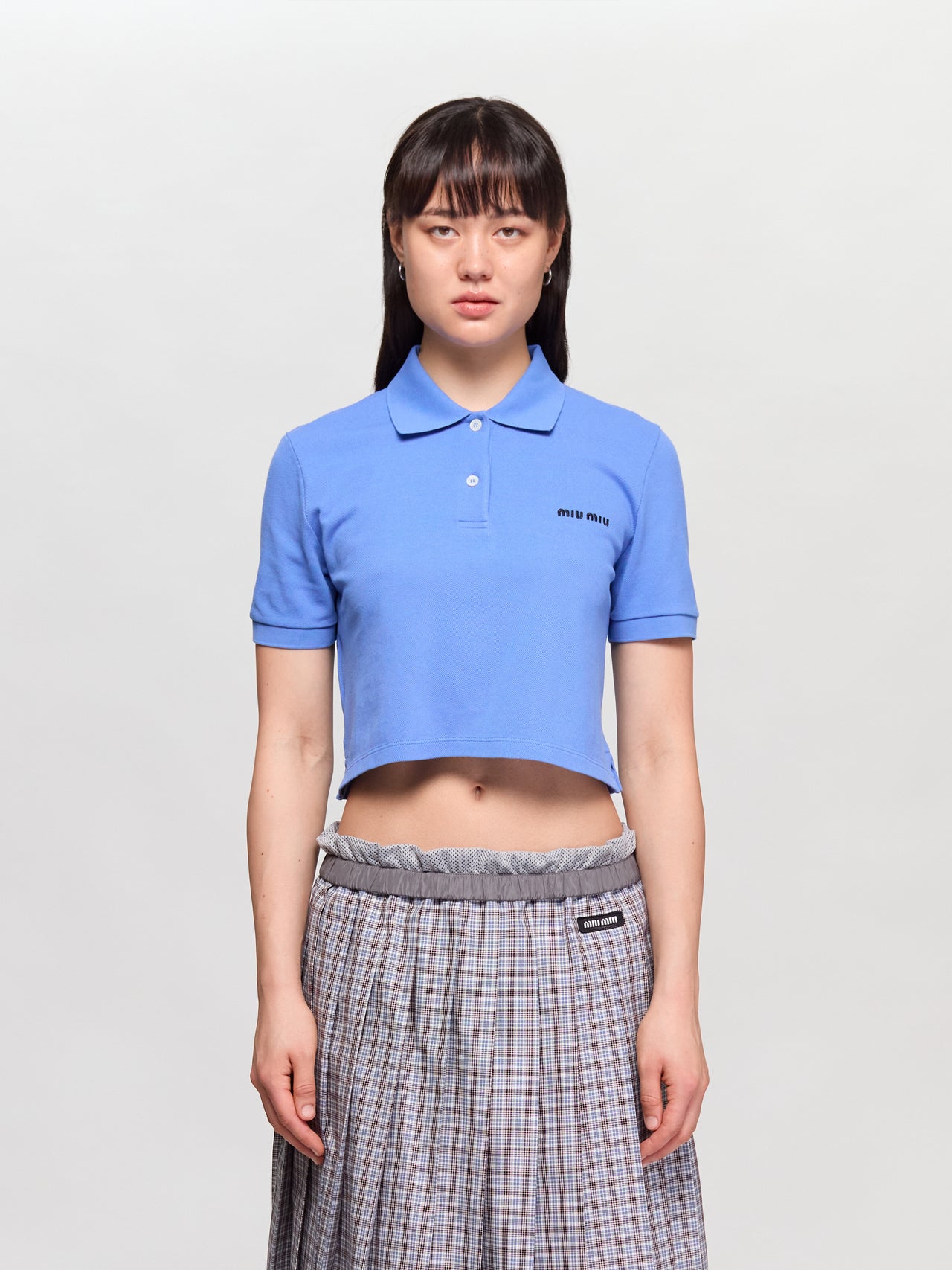 Cotton Piqué Polo Shirt in Lavender Blue
