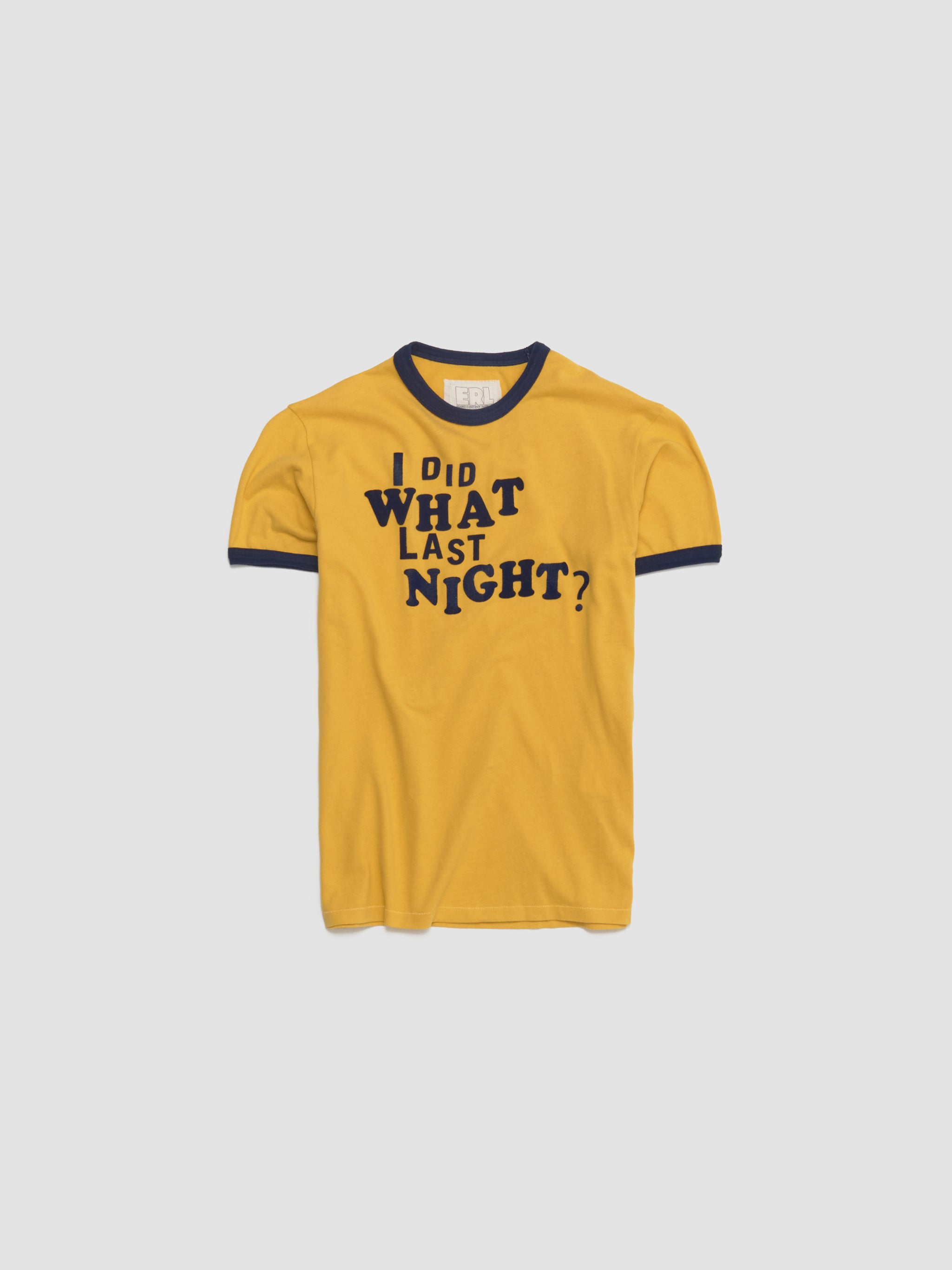 I Did What Last Night Ringer T-Shirt in Yellow