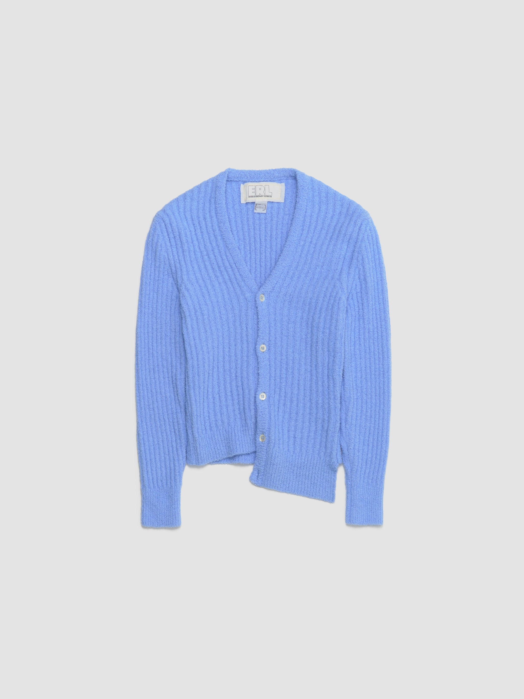 Cozy Asymmetric Knitted Cardigan in Light Blue