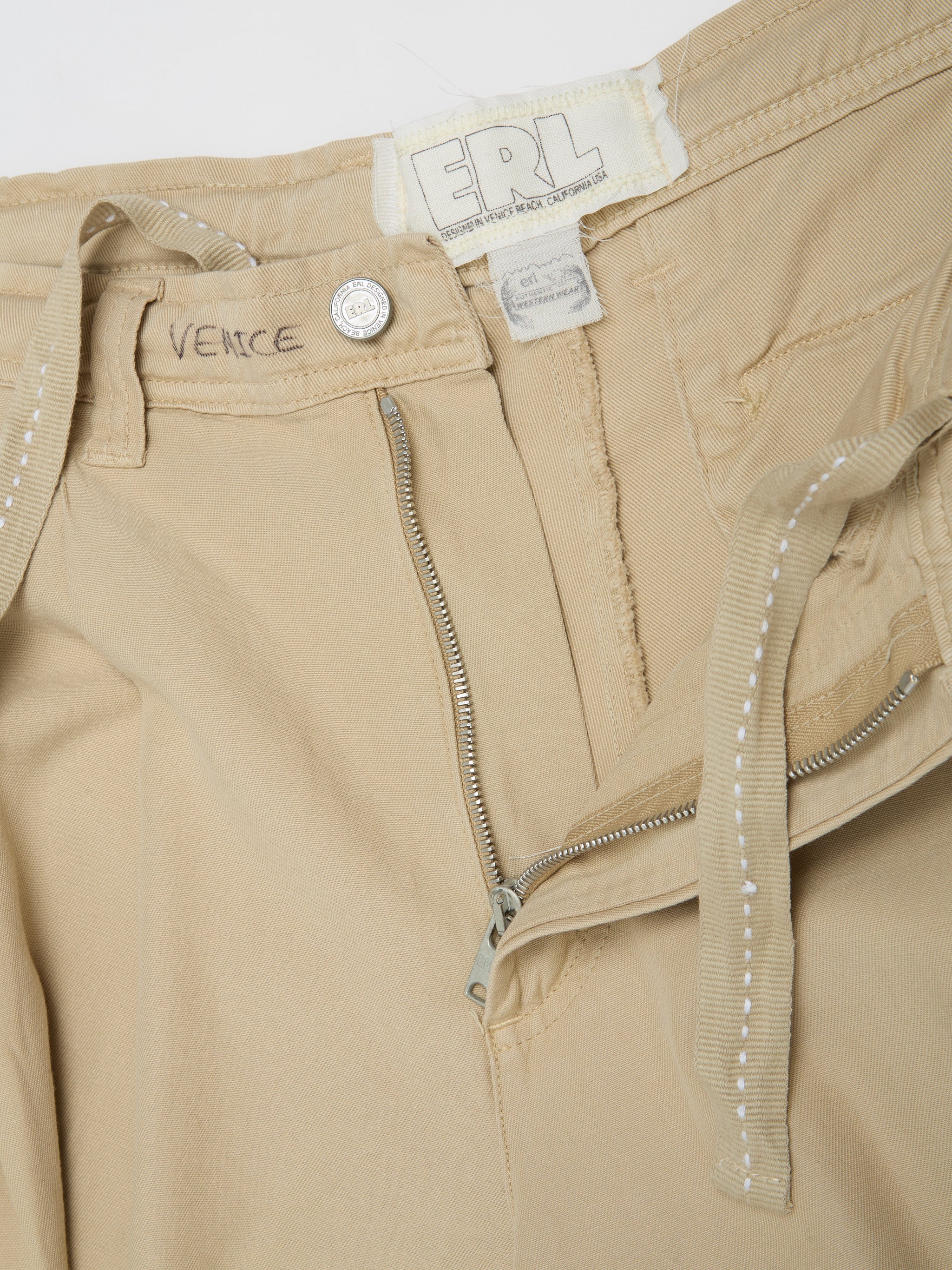 Distressed Chino Shorts in Cream