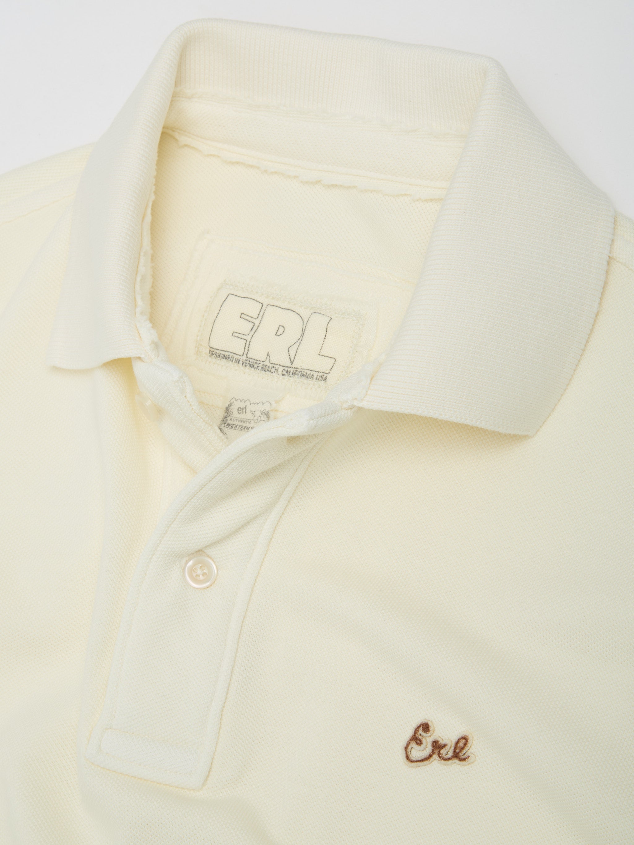 Script Polo Knitted T-Shirt in Dirty White