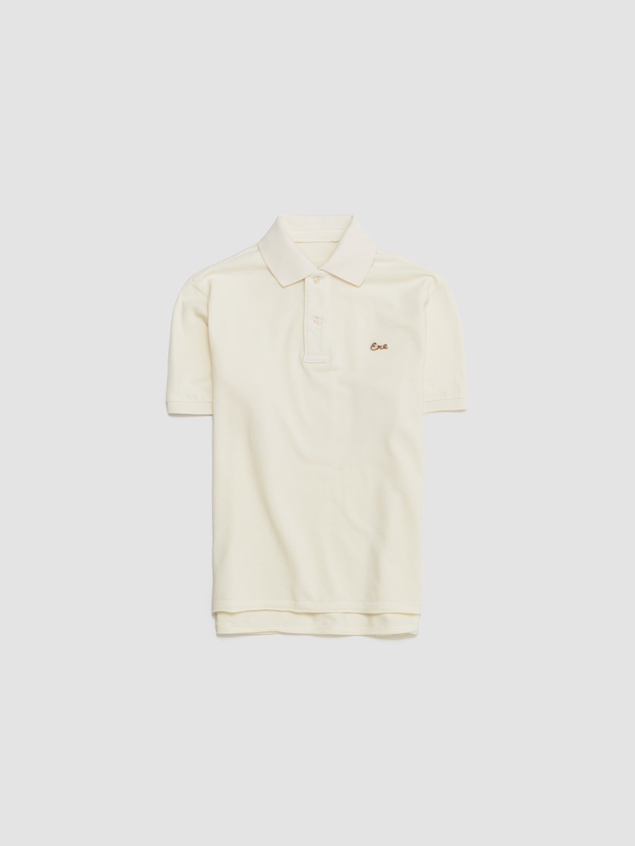 Script Polo Knitted T-Shirt in Dirty White