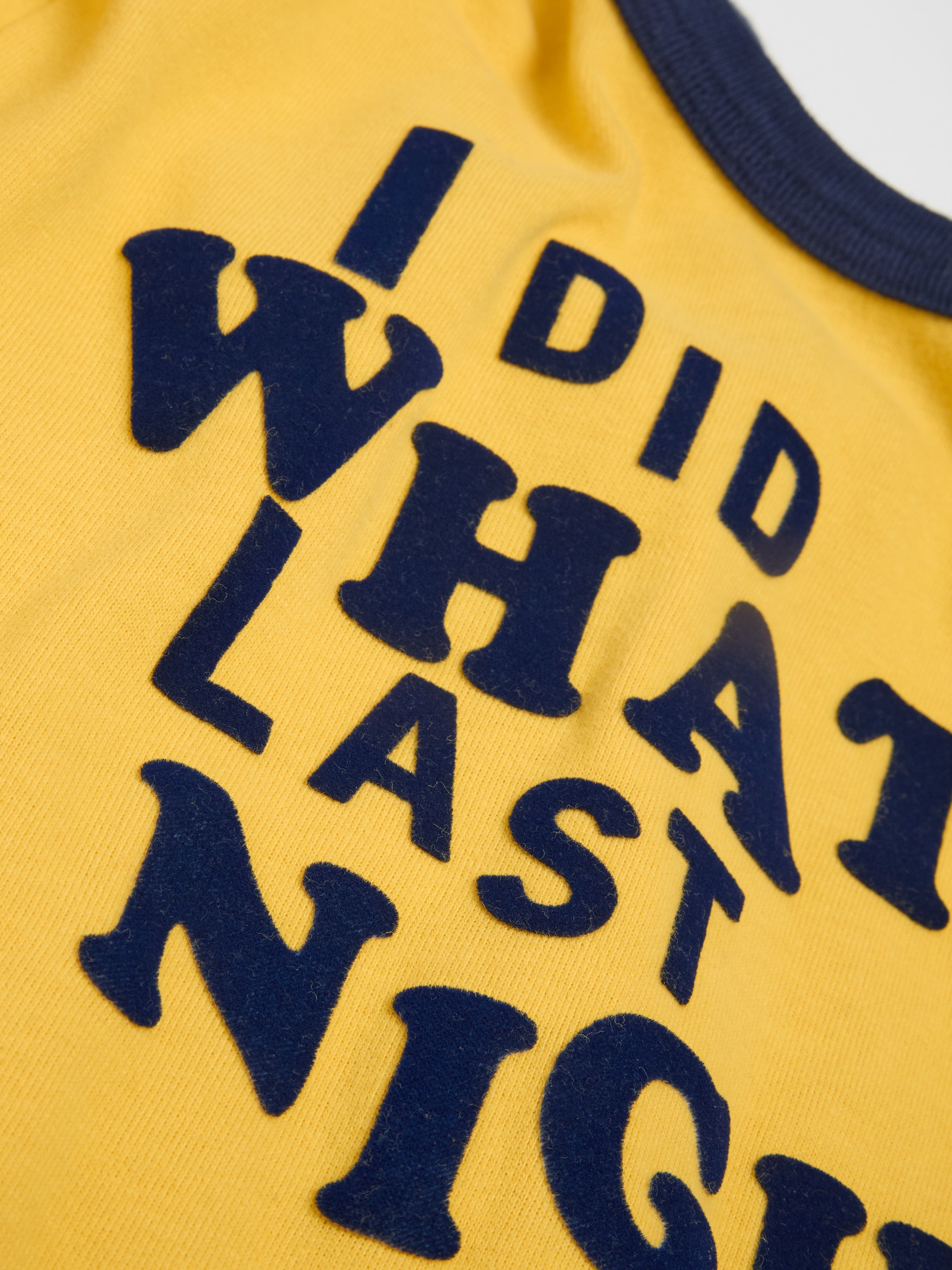 I Did What Last Night Ringer T-Shirt in Yellow