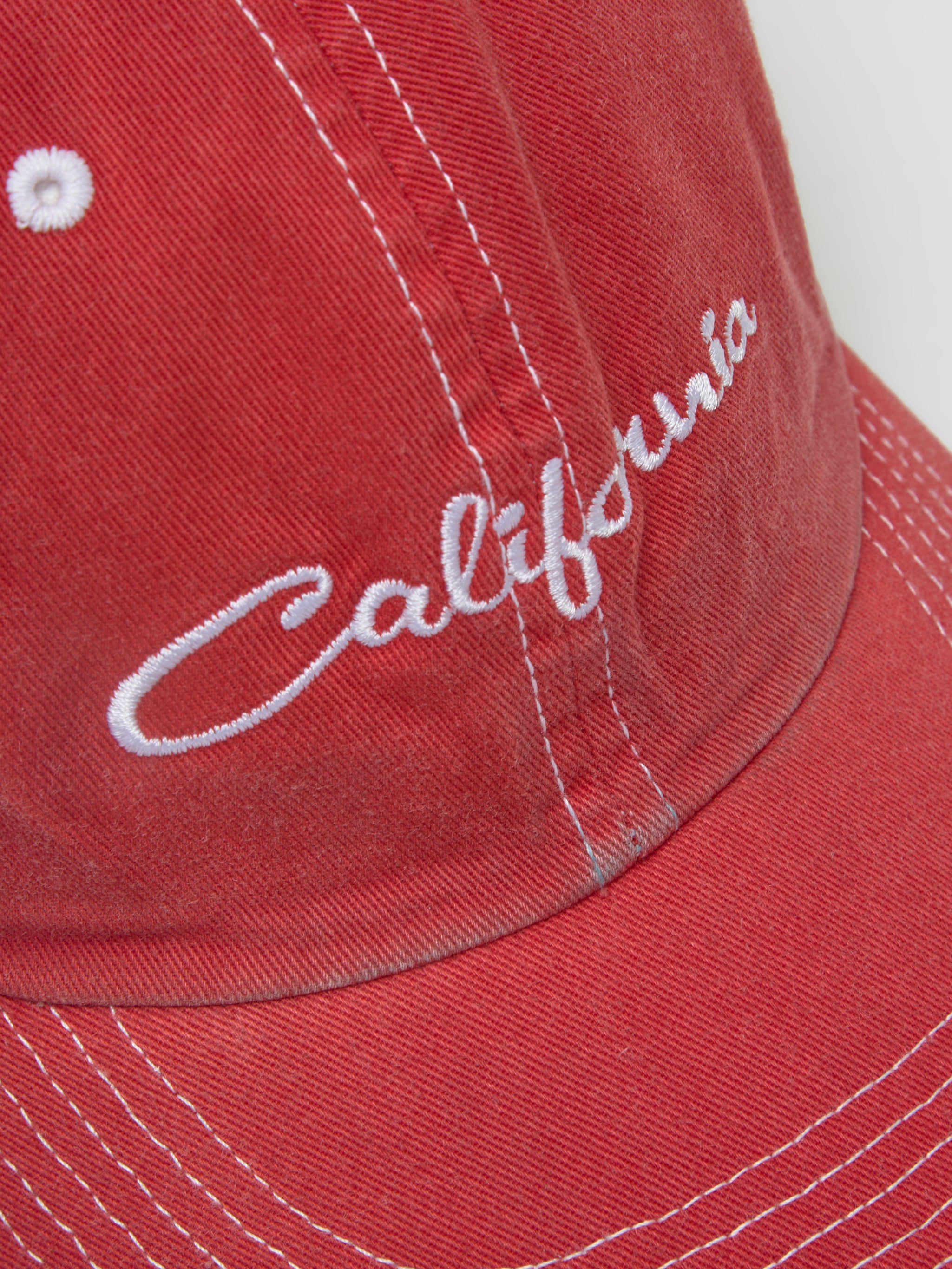 California Embroidered Cap in Red