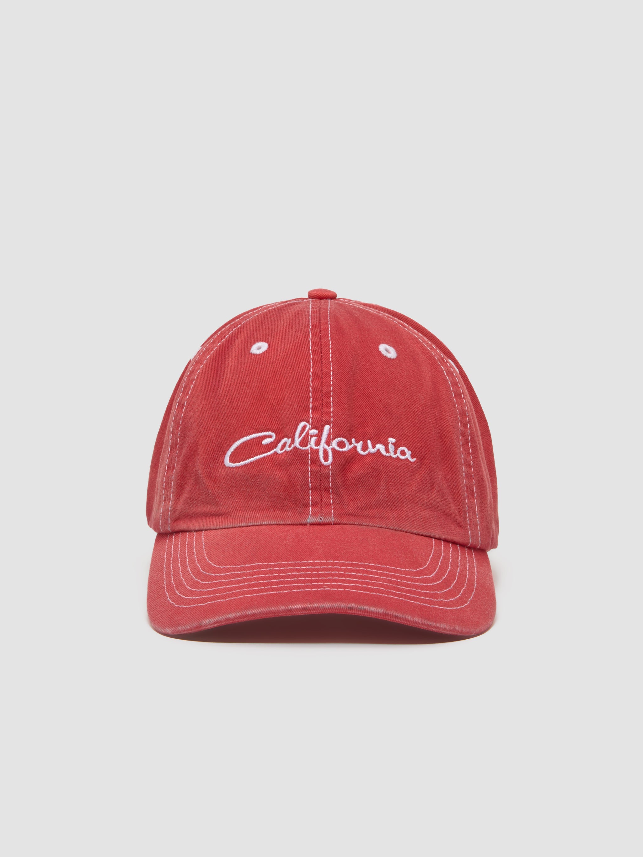 California Embroidered Cap in Red